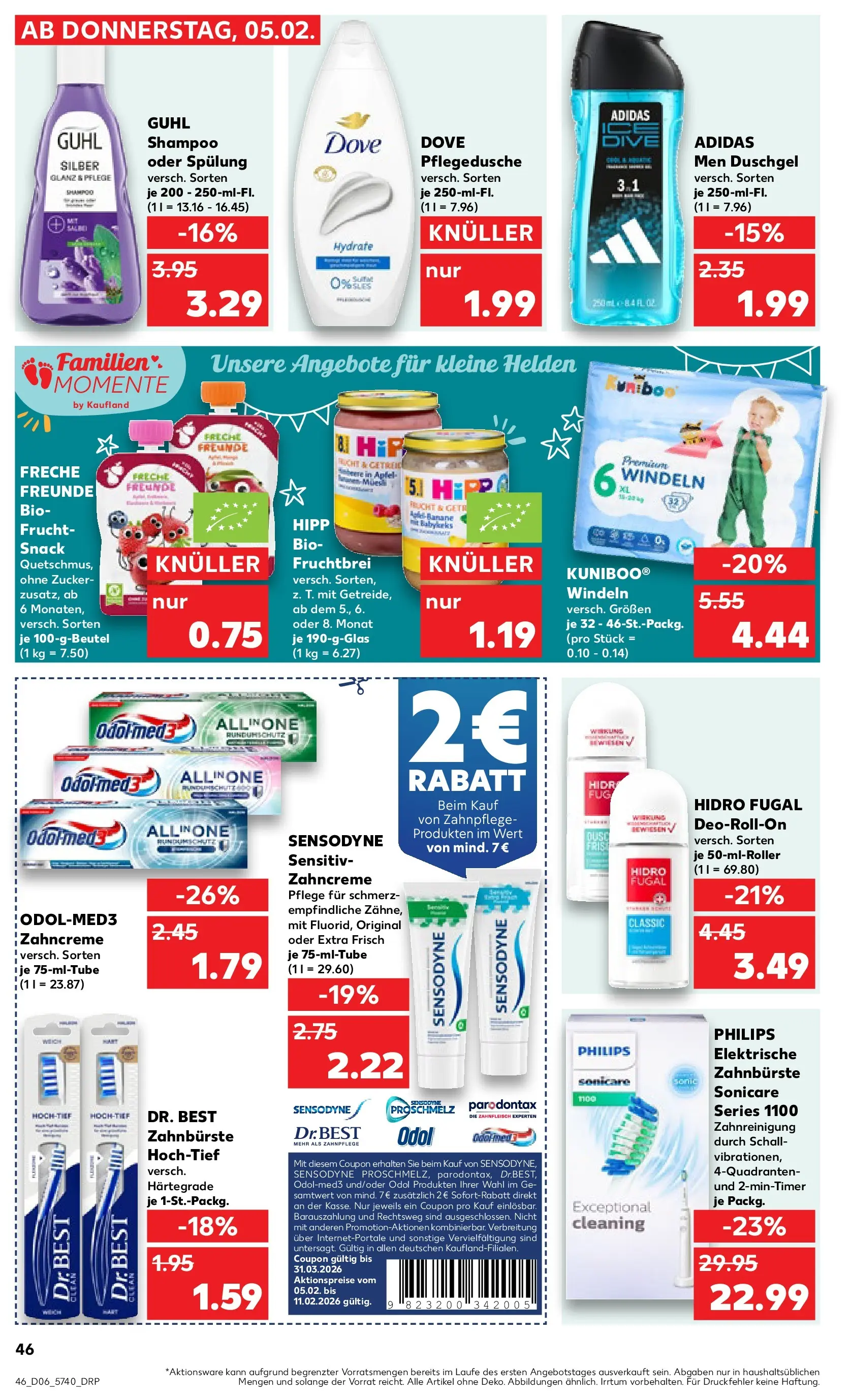 Prospekt Kaufland ab 09.02.2026 » Angebote Online zum Blättern | Seite: 46 | Produkte: Shampoo, Spülung, Duschgel, Zahnbürste