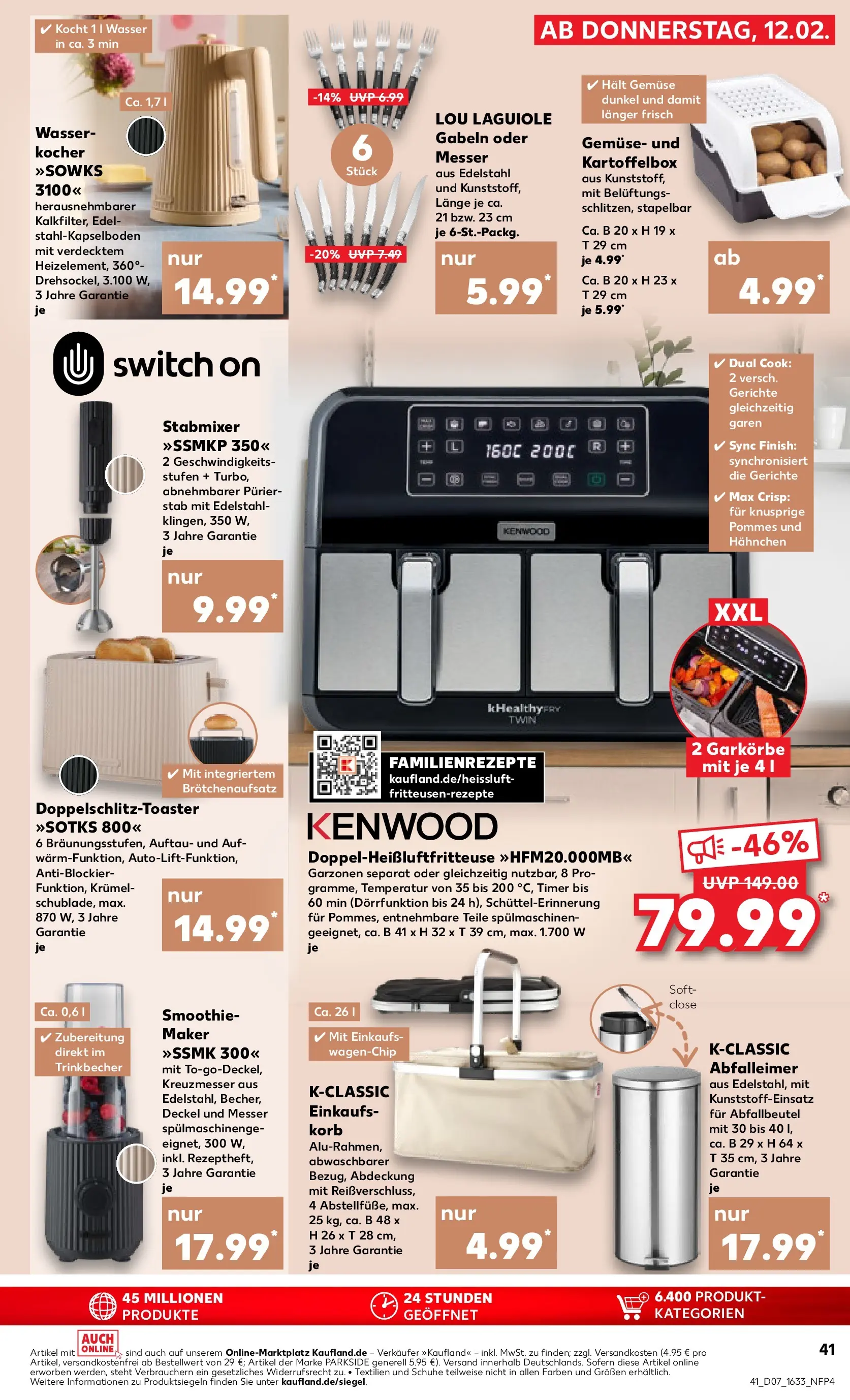 Prospekt Kaufland ab 11.02.2026 » Angebote Online zum Blättern | Seite: 49 | Produkte: Wasserkocher, Toaster, Abfalleimer, Gemüse