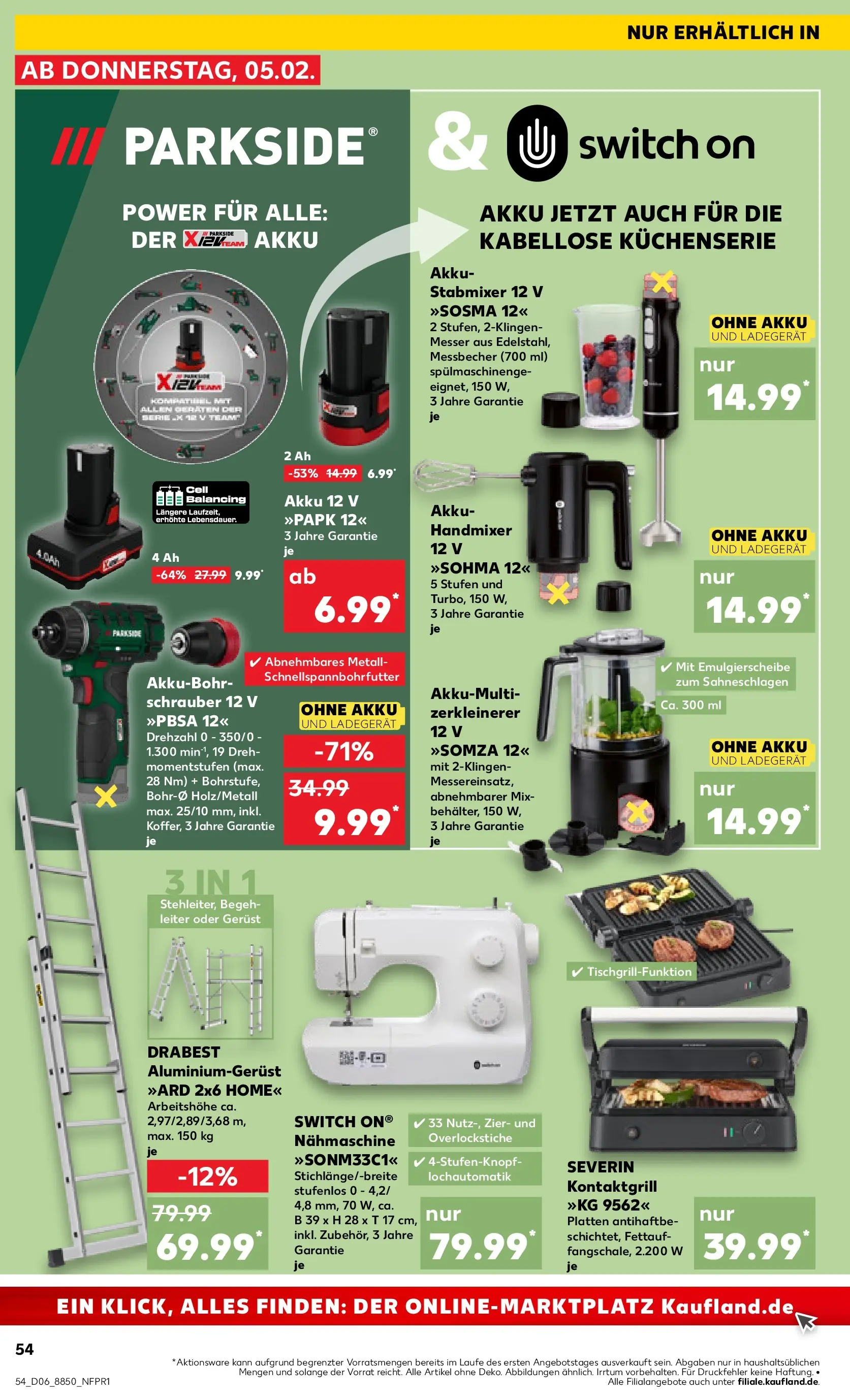 Prospekt Kaufland ab 09.02.2026 » Angebote Online zum Blättern | Seite: 54 | Produkte: Grill, Mixer, Nähmaschine, Ladegerät