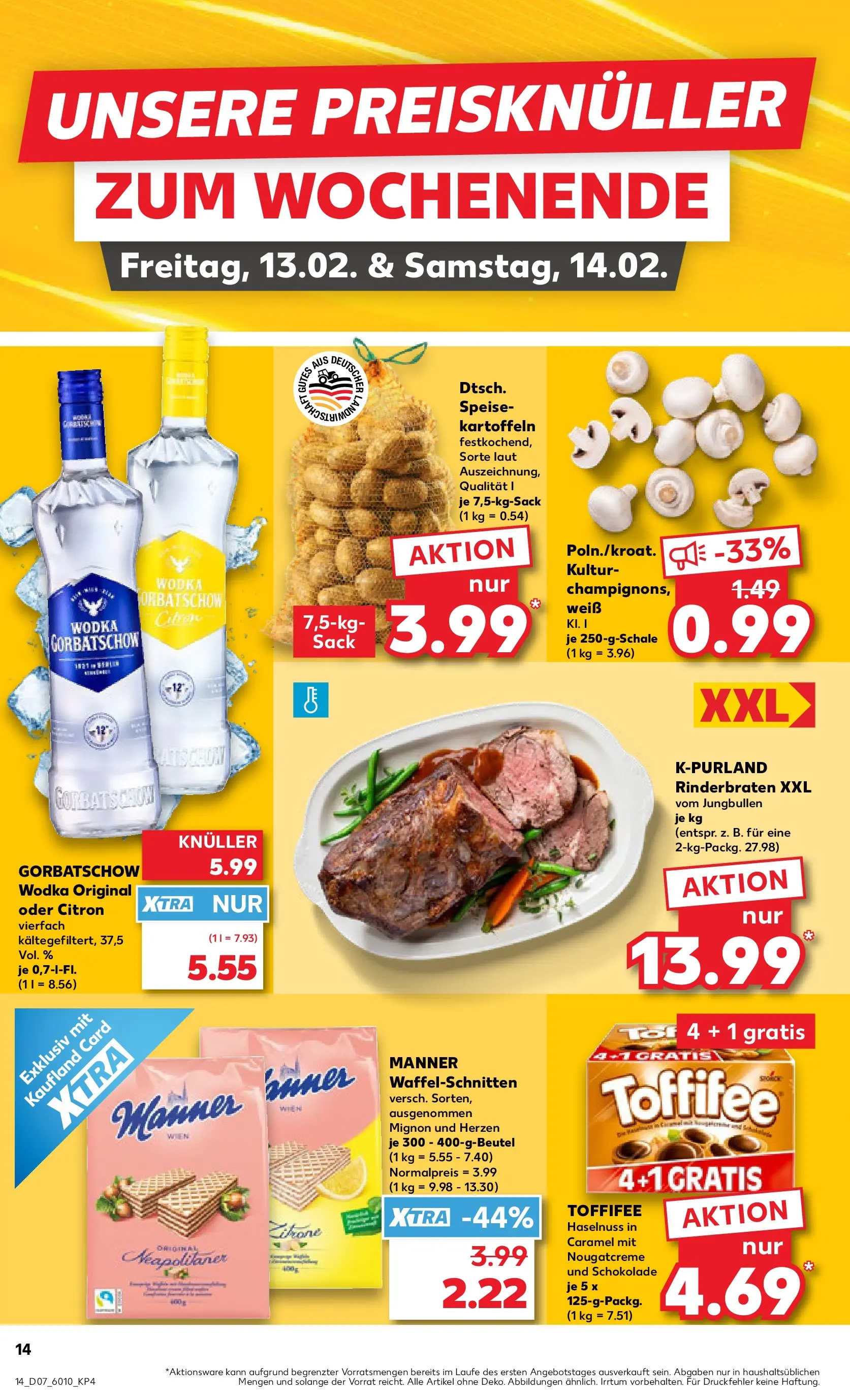 Prospekt Kaufland ab 12.02.2026 » Angebote Online zum Blättern | Seite: 22 | Produkte: Rinderbraten, Kartoffeln, Toffifee, Vodka