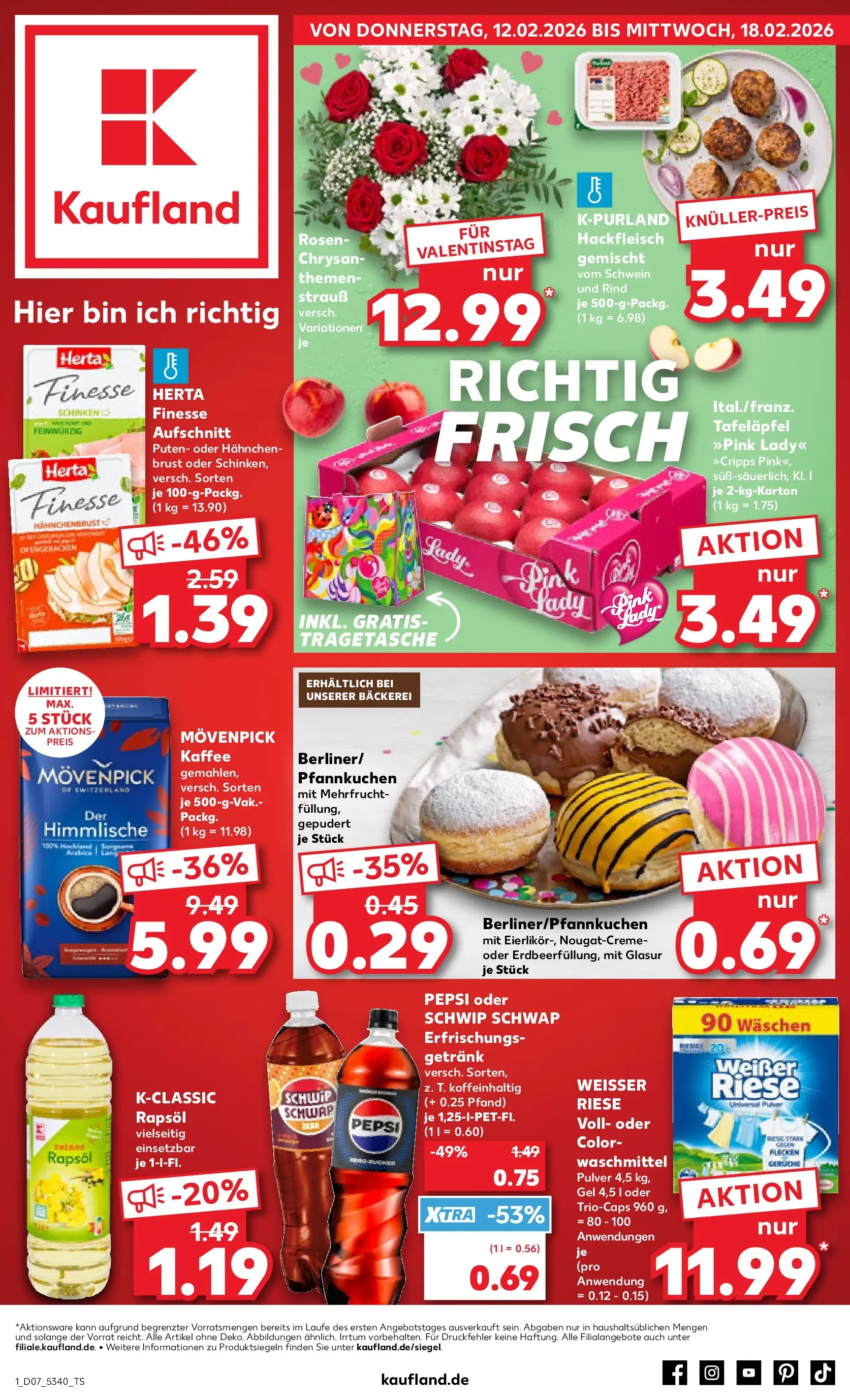 Prospekt Kaufland ab 11.02.2026 » Angebote Online zum Blättern | Seite: 9 | Produkte: Bäckerei, Schwip schwap, Movenpick kaffee, Herta finesse