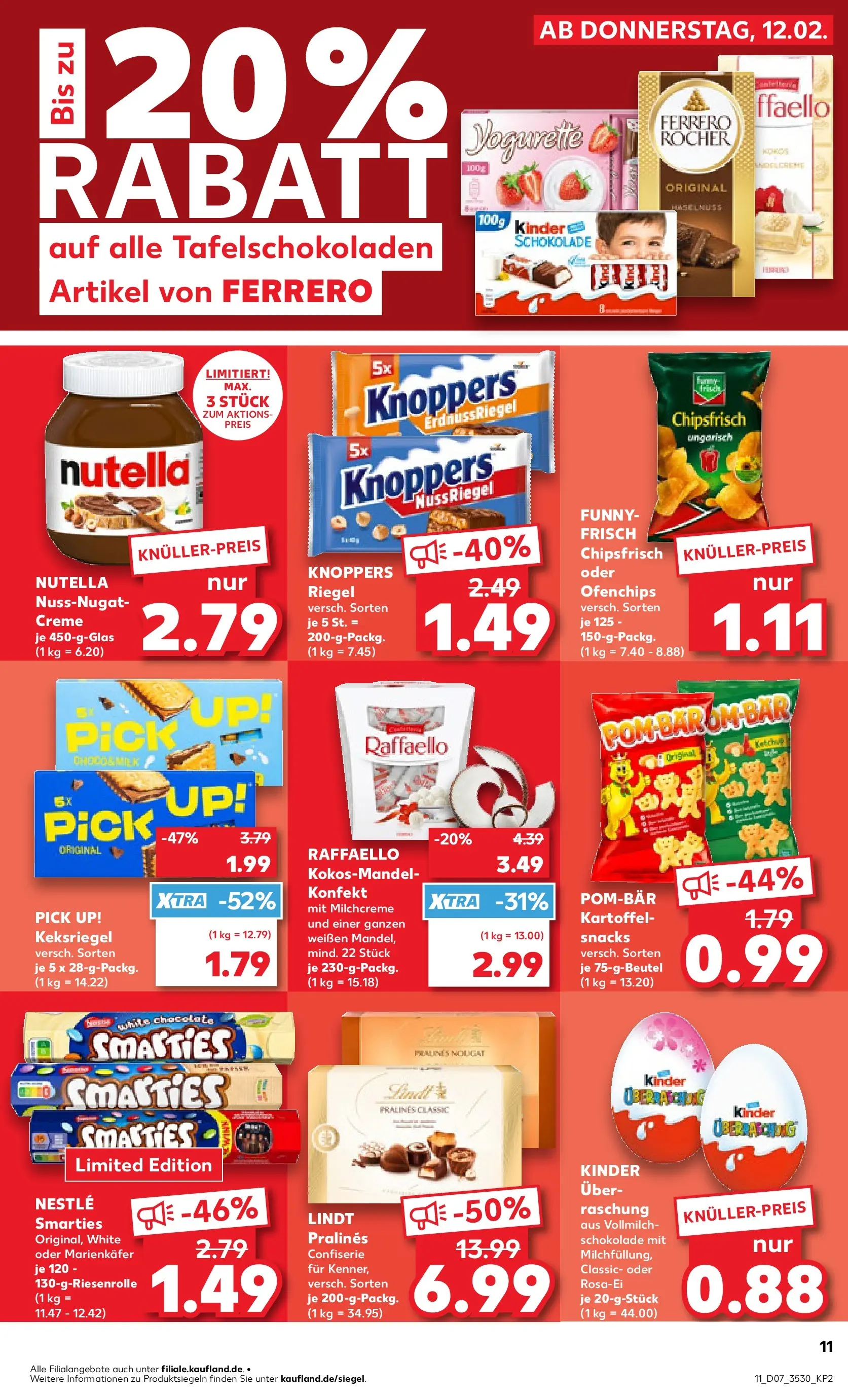 Prospekt Kaufland ab 12.02.2026 » Angebote Online zum Blättern | Seite: 19 | Produkte: Raffaello, Smarties, POM-BÄR, Nutella
