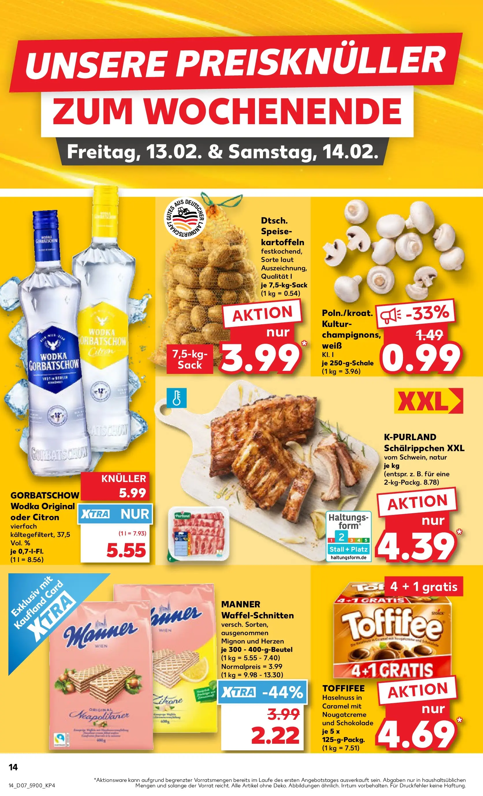 Prospekt Kaufland ab 11.02.2026 » Angebote Online zum Blättern | Seite: 22 | Produkte: Champignons, Kartoffeln, Toffifee, Wodka