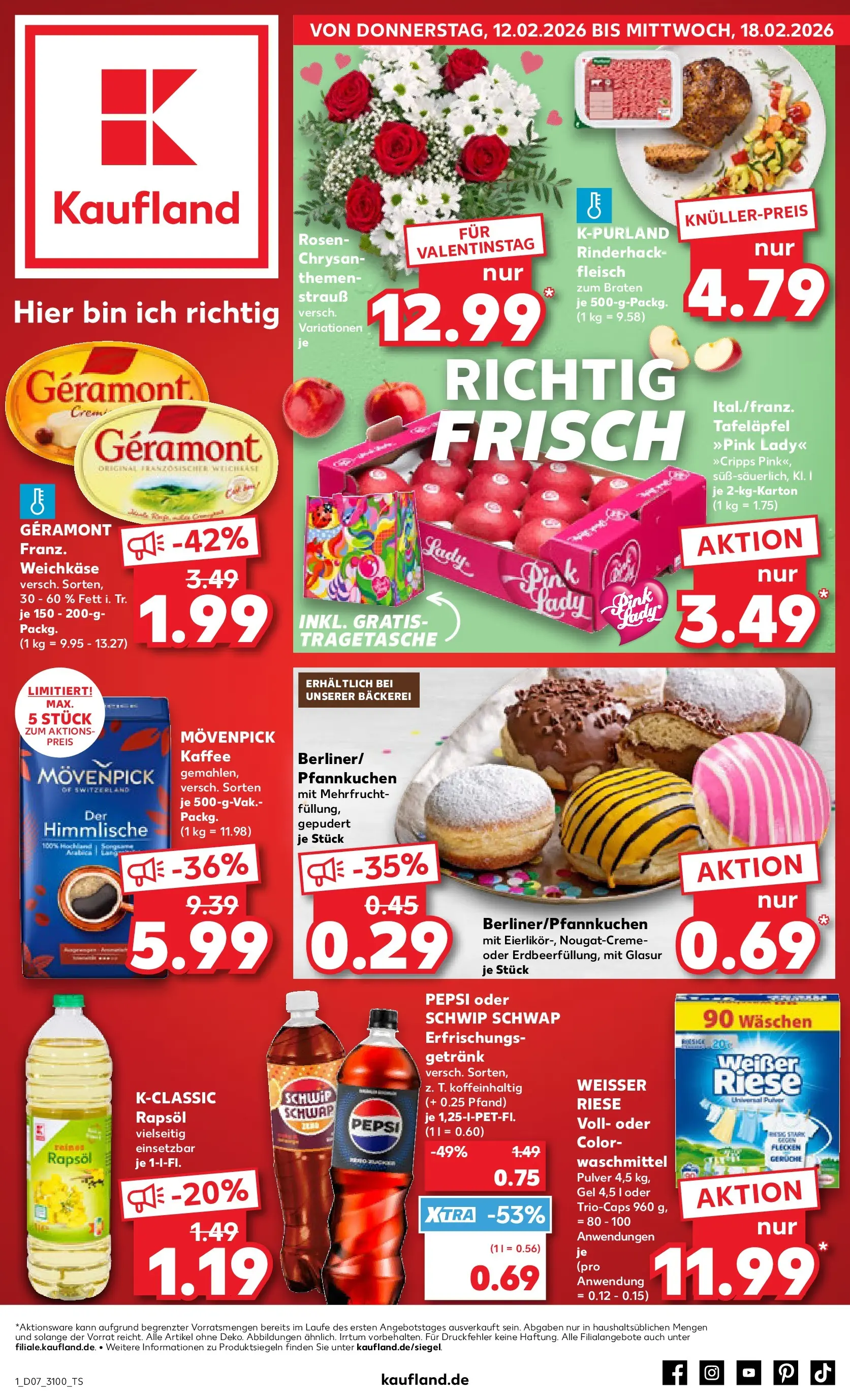 Prospekt Kaufland ab 11.02.2026 » Angebote Online zum Blättern | Seite: 9 | Produkte: Geramont, Rapsöl, Waschmittel, Movenpick kaffee