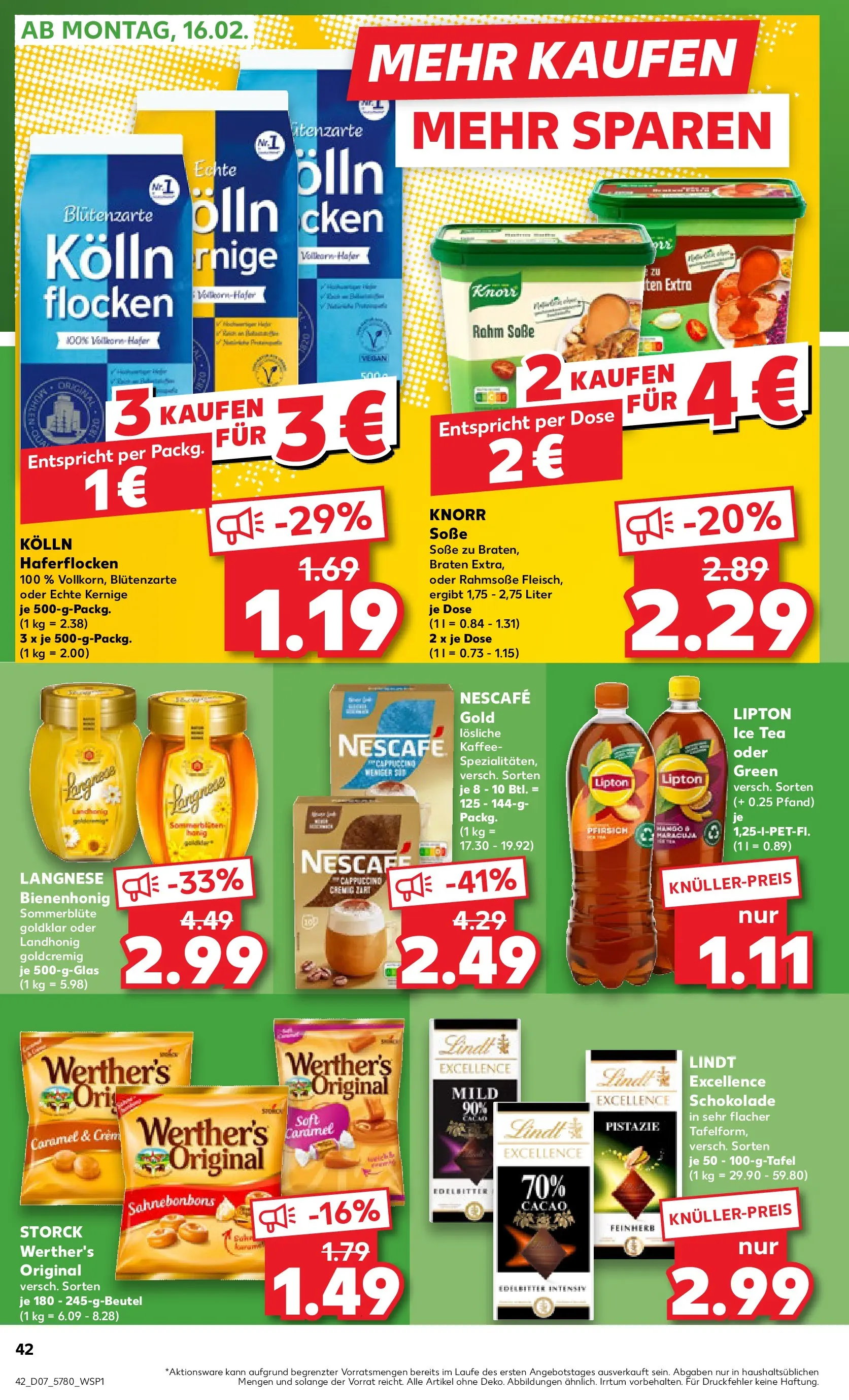 Prospekt Kaufland ab 12.02.2026 » Angebote Online zum Blättern | Seite: 50 | Produkte: Langnese, Knorr, Pfirsich, Flocken