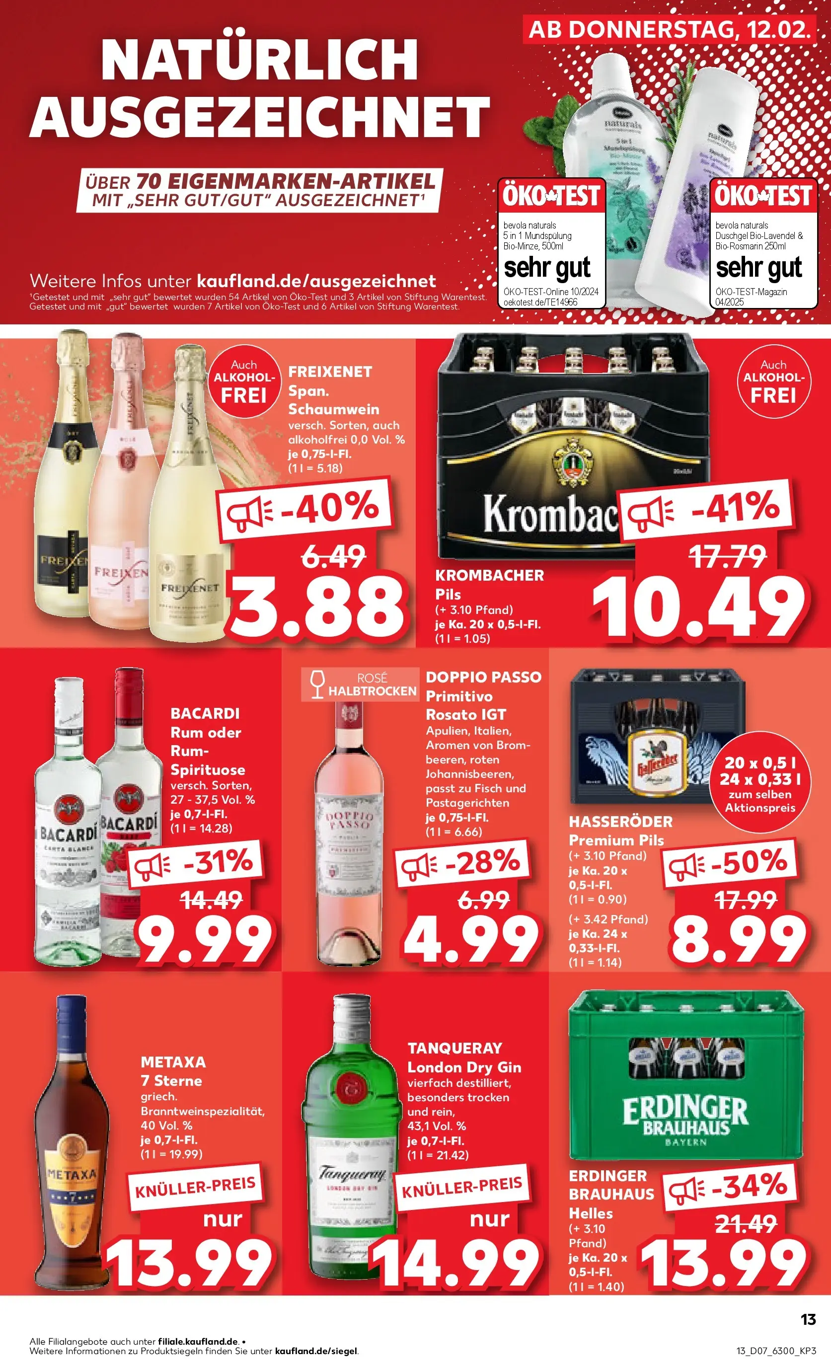 Prospekt Kaufland ab 12.02.2026 » Angebote Online zum Blättern | Seite: 21 | Produkte: Bacardi, Rum, Metaxa, Krombacher