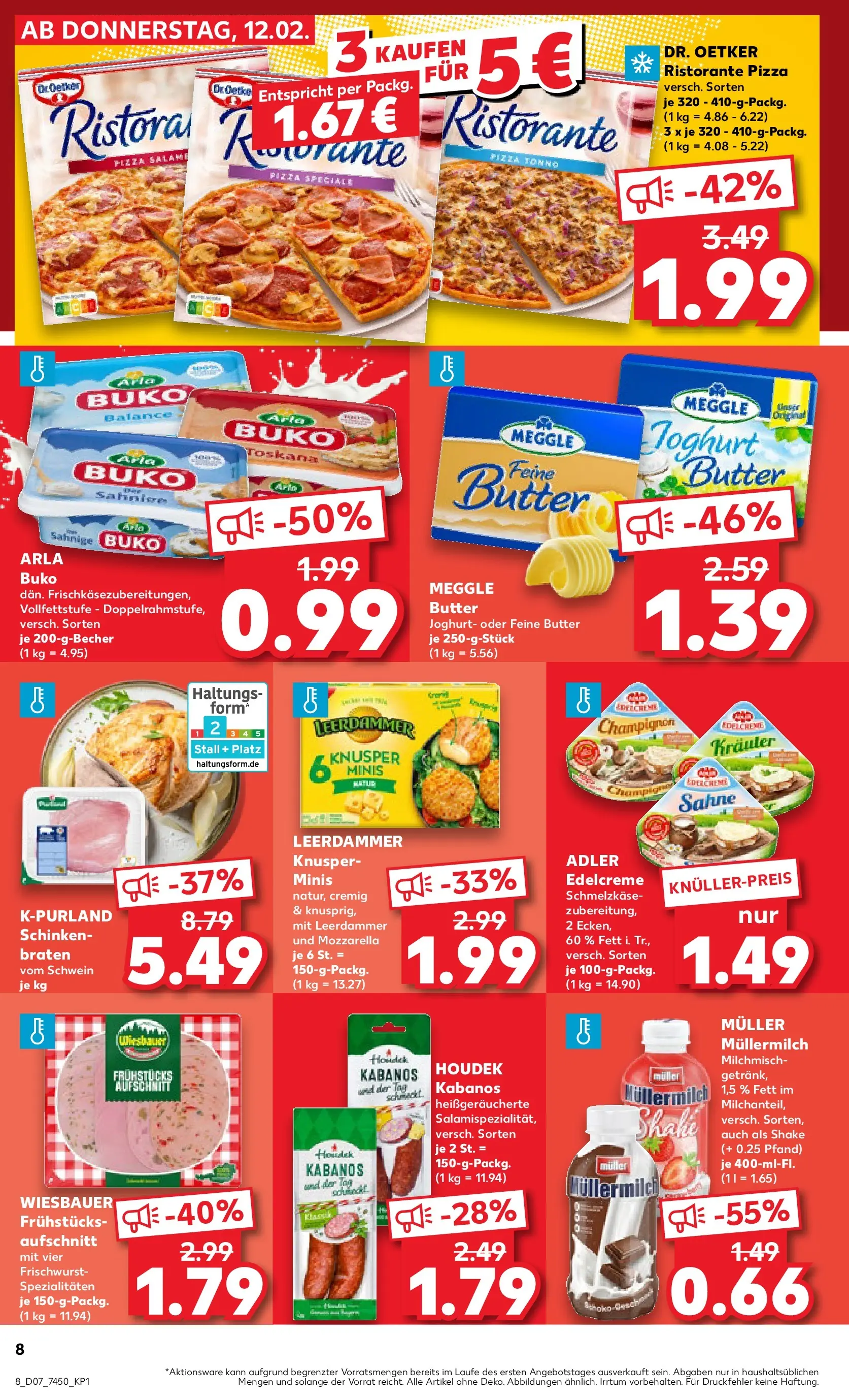Prospekt Kaufland ab 12.02.2026 » Angebote Online zum Blättern | Seite: 16 | Produkte: Butter, Müllermilch, Pizza, Sahne