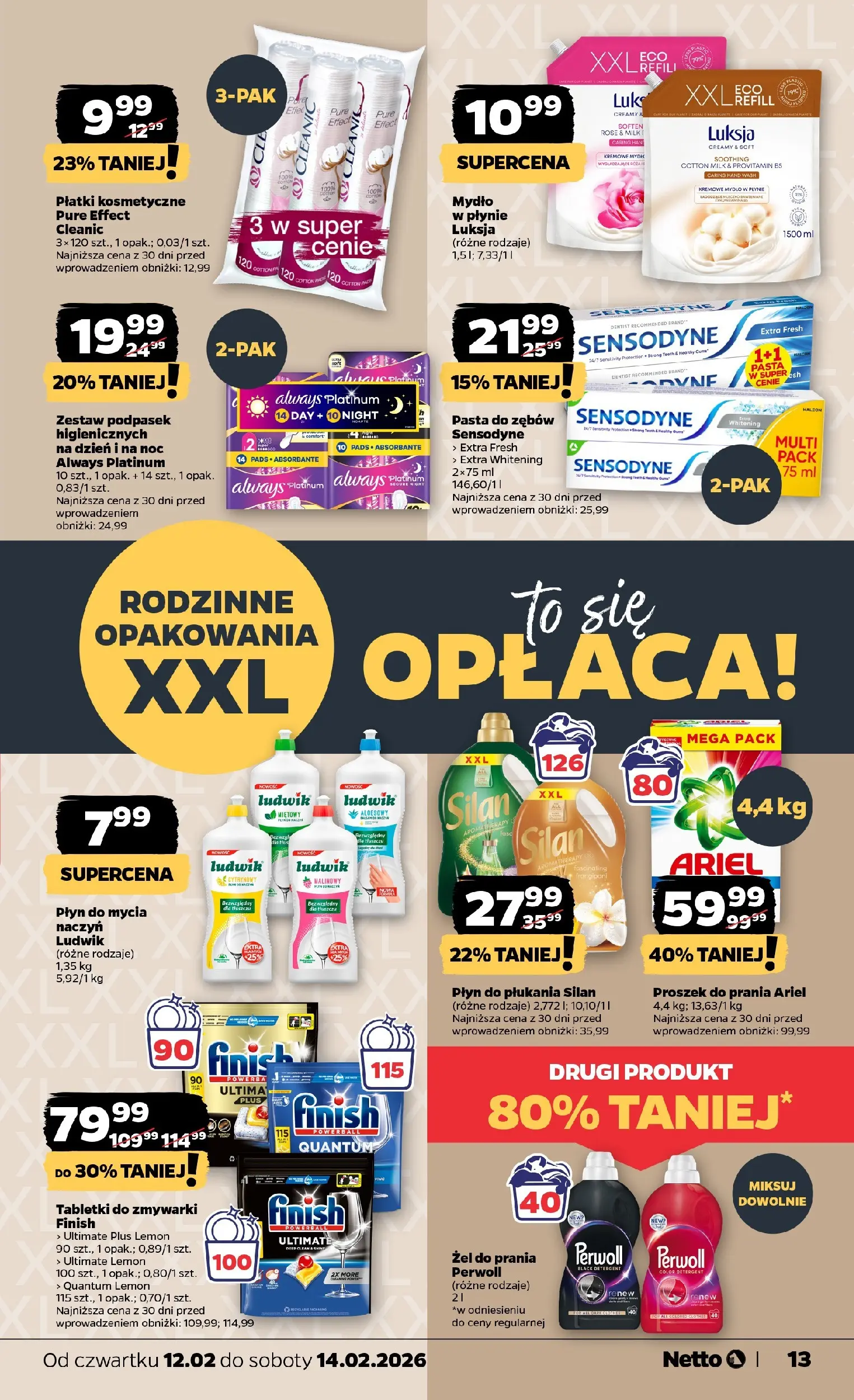 Netto gazetka - Spożywcza od 12.02.2026 - Aktualne promocje | Strona: 13 | Produkty: Ariel, Mydło, Pasta do zębów, Proszek do prania