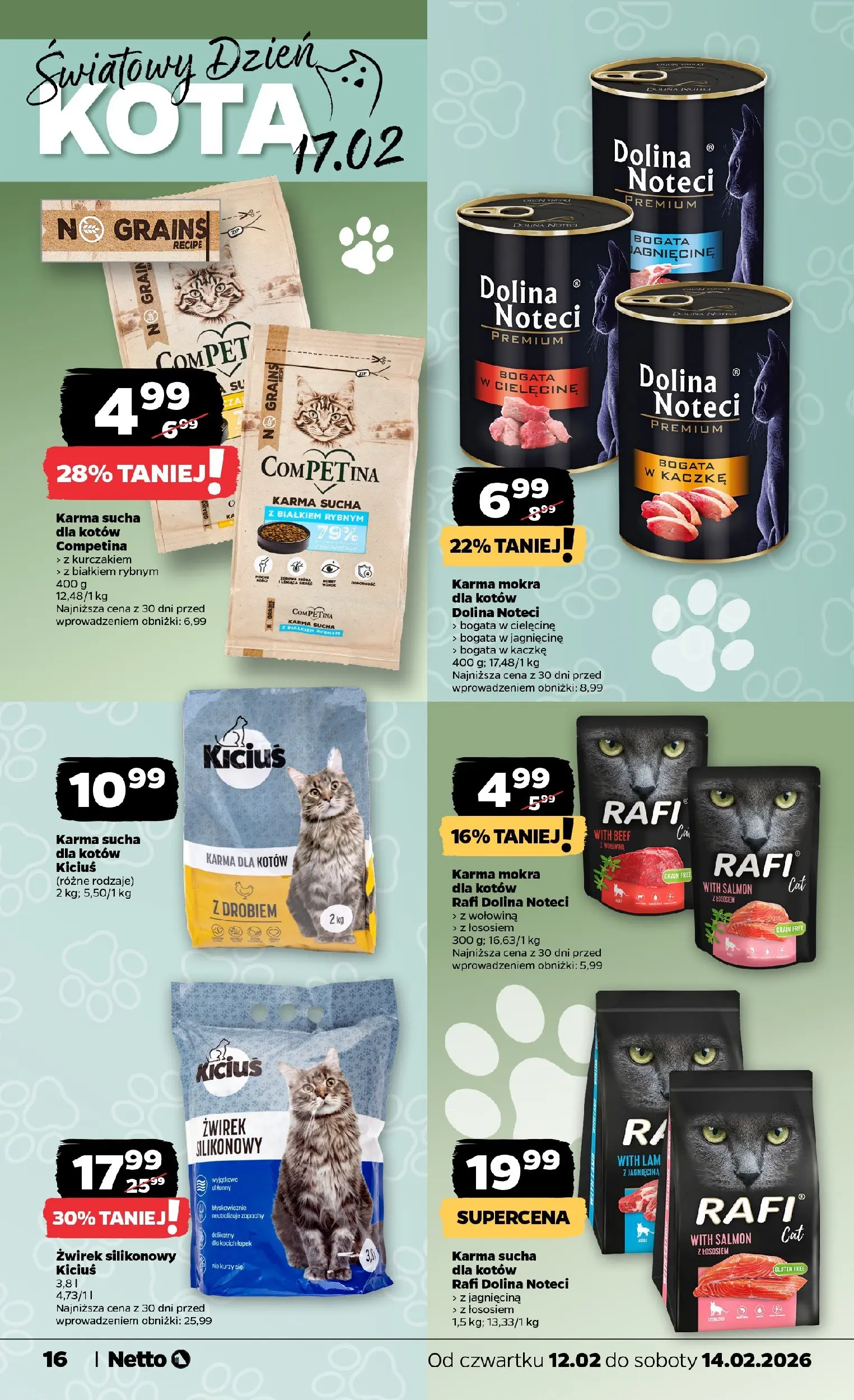 Netto gazetka - Spożywcza od 12.02.2026 - Aktualne promocje | Strona: 16 | Produkty: Jagnięcina, Karma dla kotów, Wołowina