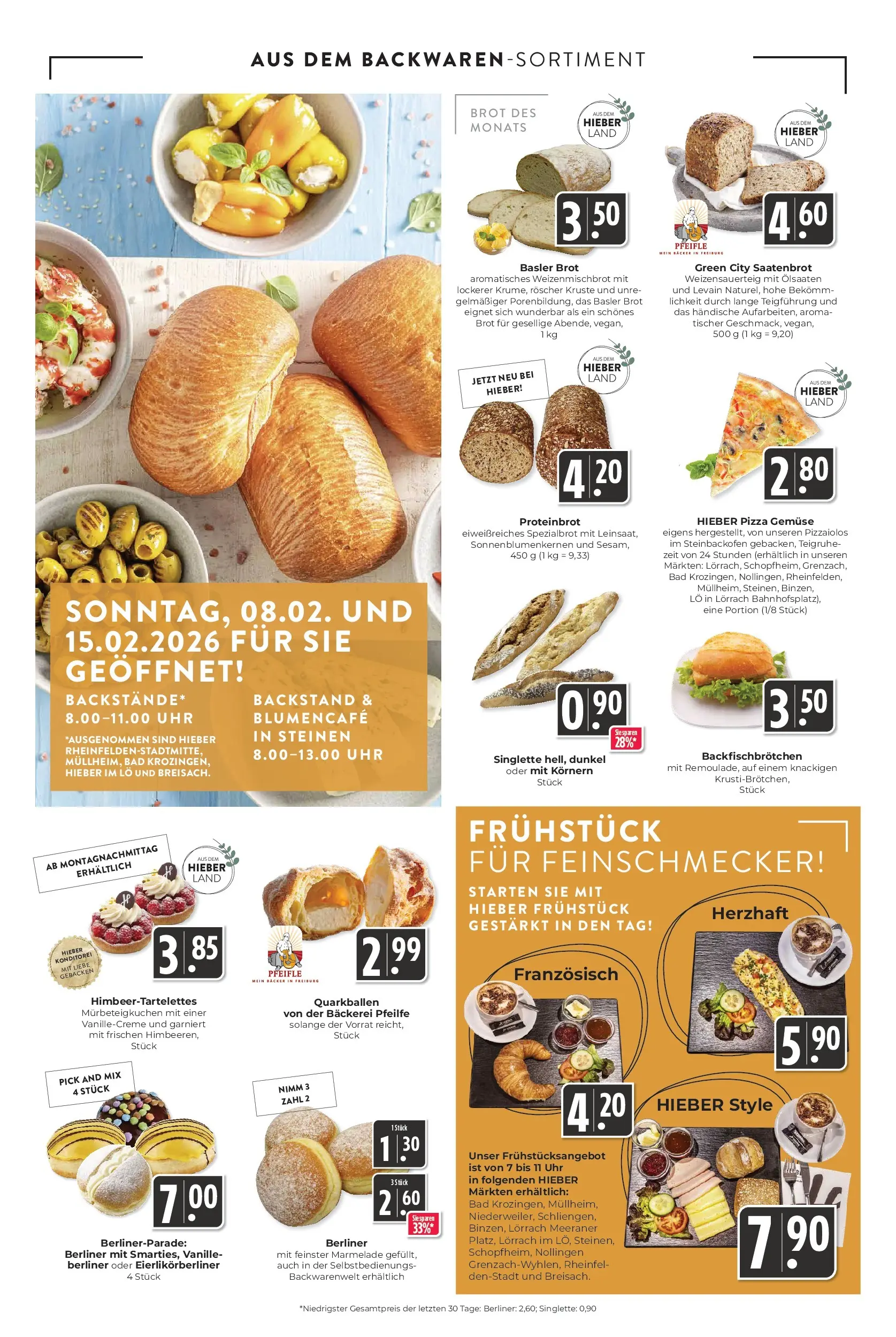 Angebote - Hieber's Frischecenter: Meine Woche (ab 08.02.2026) zum Blättern | Seite: 6 | Produkte: Berliner, Bäckerei, Gemüse, Pizza