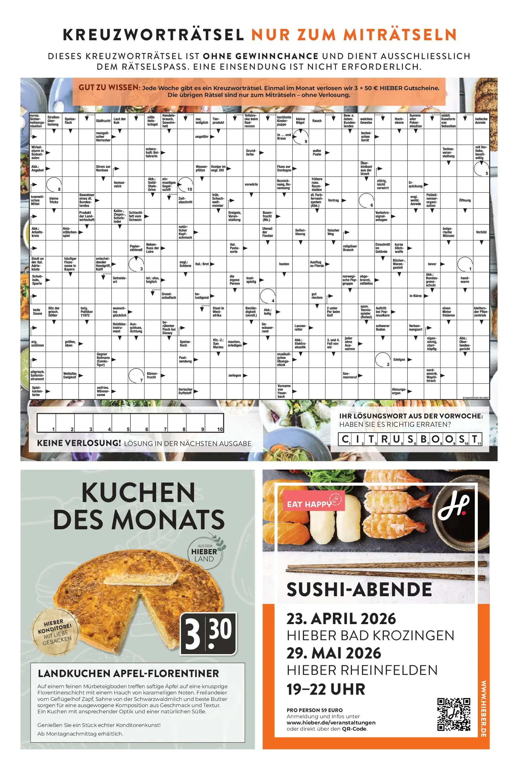 Angebote - Hieber's Frischecenter: Meine Woche (ab 08.02.2026) zum Blättern | Seite: 15 | Produkte: Tisch, Wasser, Sahne, Uhr