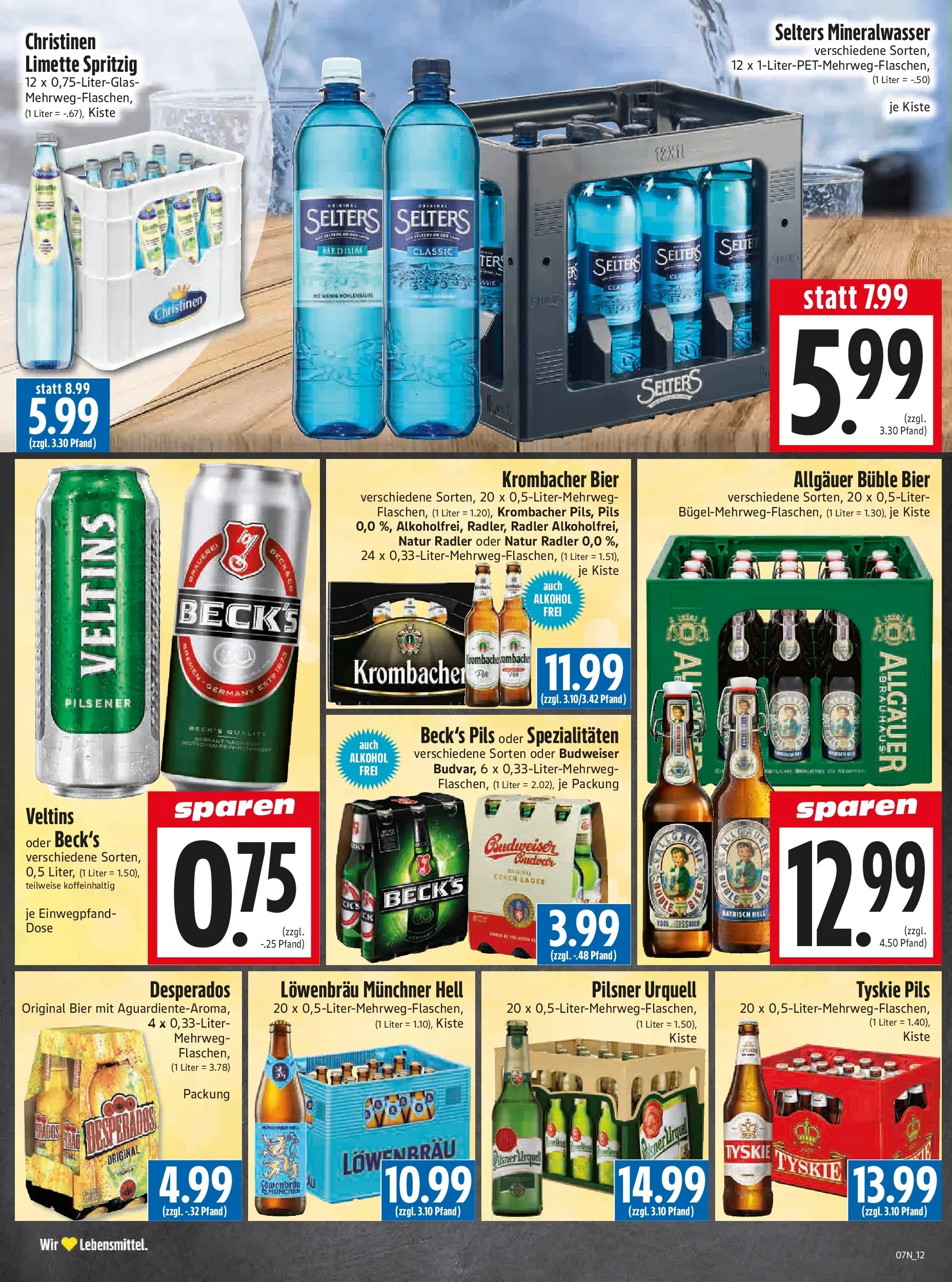 Angebote - Edeka Hahner: Wochenangebote (ab 08.02.2026) zum Blättern | Seite: 14 | Produkte: Tyskie, Mineralwasser, Radler, Veltins