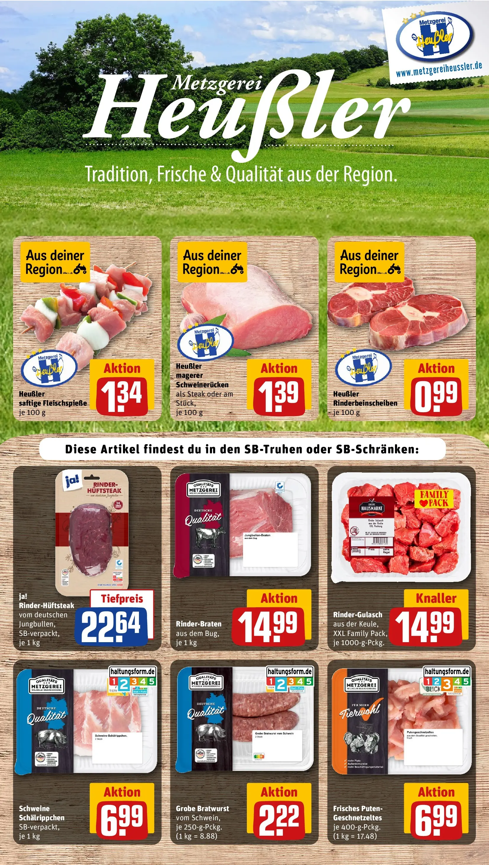 REWE Prospekt ab 09.02.2026 zum Blättern » Angebote | Seite: 14 | Produkte: Rinderbraten, Rindergulasch, Bratwurst, Steak