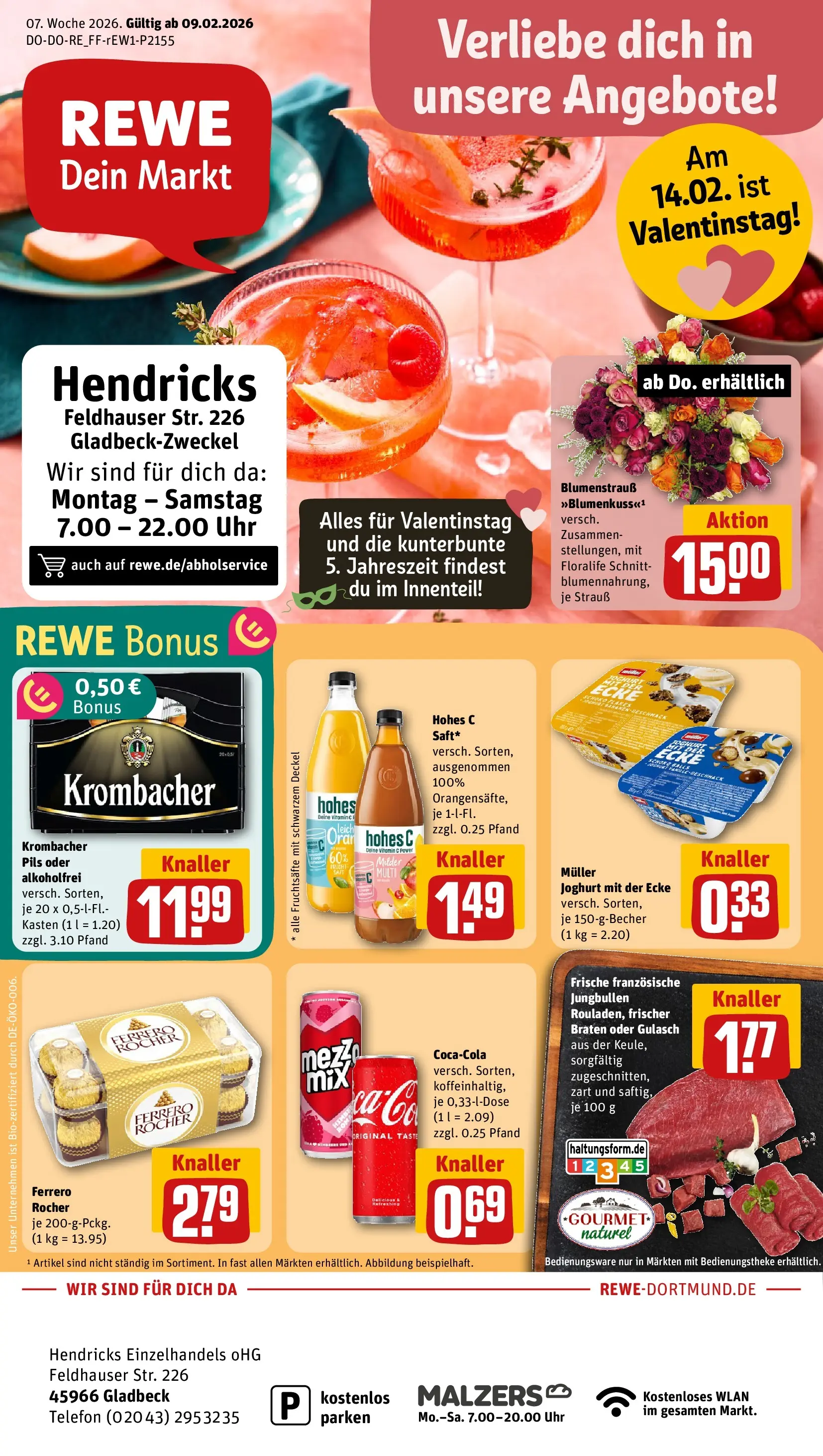 REWE Prospekt ab 09.02.2026 zum Blättern » Angebote | Seite: 1 | Produkte: Cola, Joghurt, Hohes c, Telefon