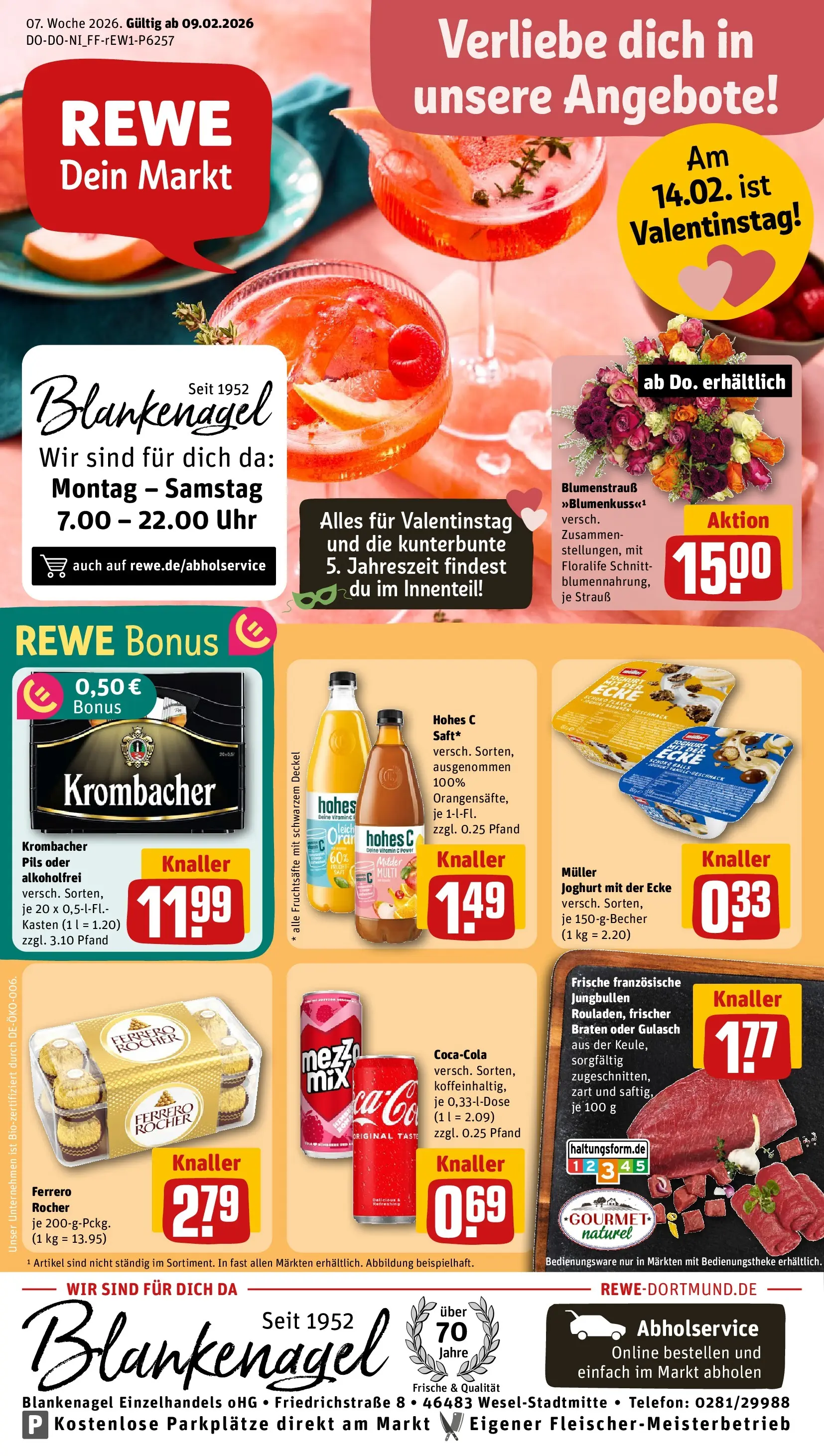 REWE Prospekt ab 09.02.2026 zum Blättern » Angebote | Seite: 3 | Produkte: Pils, Gulasch, Hohes c, Uhr