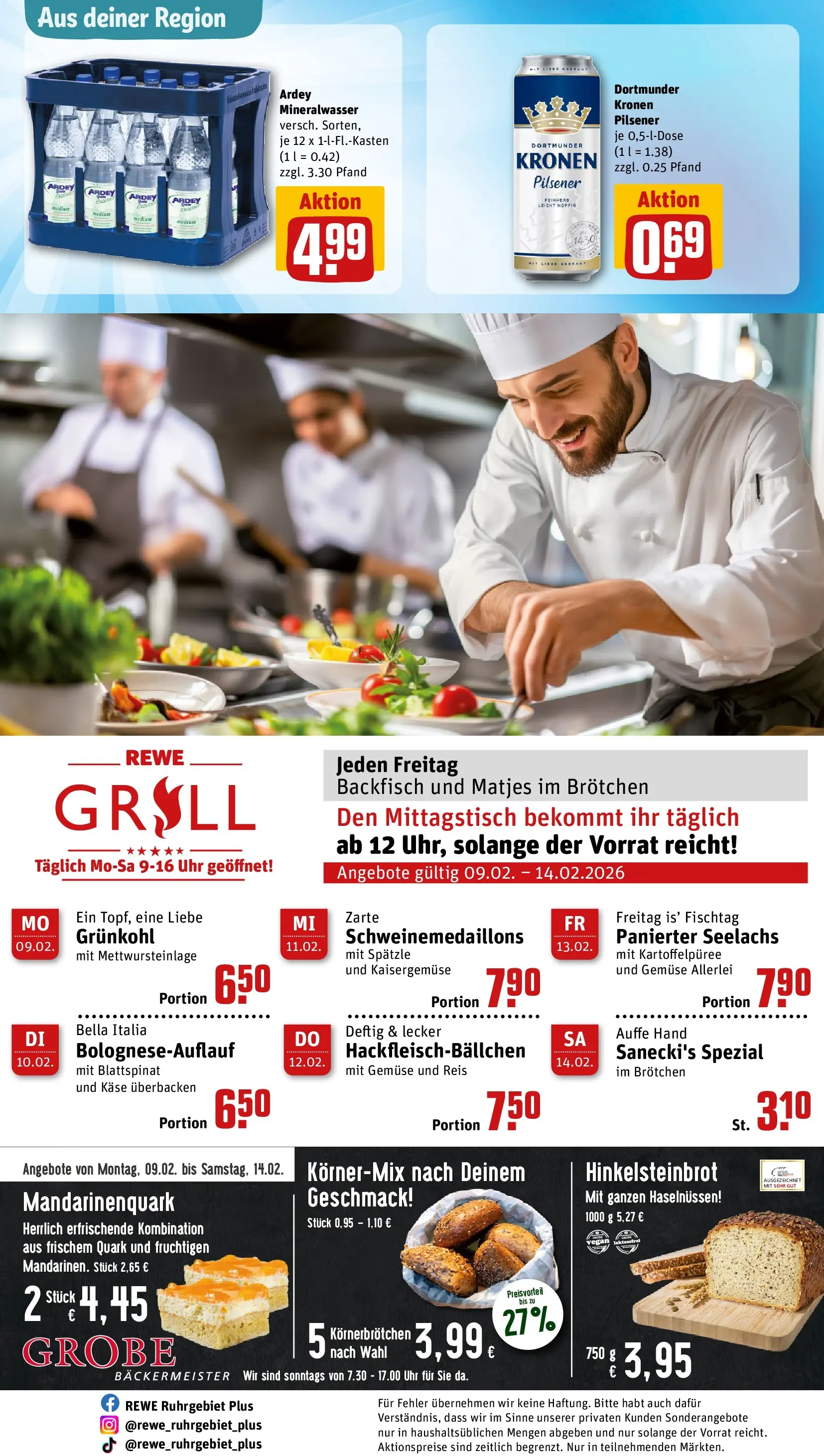 REWE Prospekt ab 09.02.2026 zum Blättern » Angebote | Seite: 29 | Produkte: Käse, Gemüse, Reis, Uhr