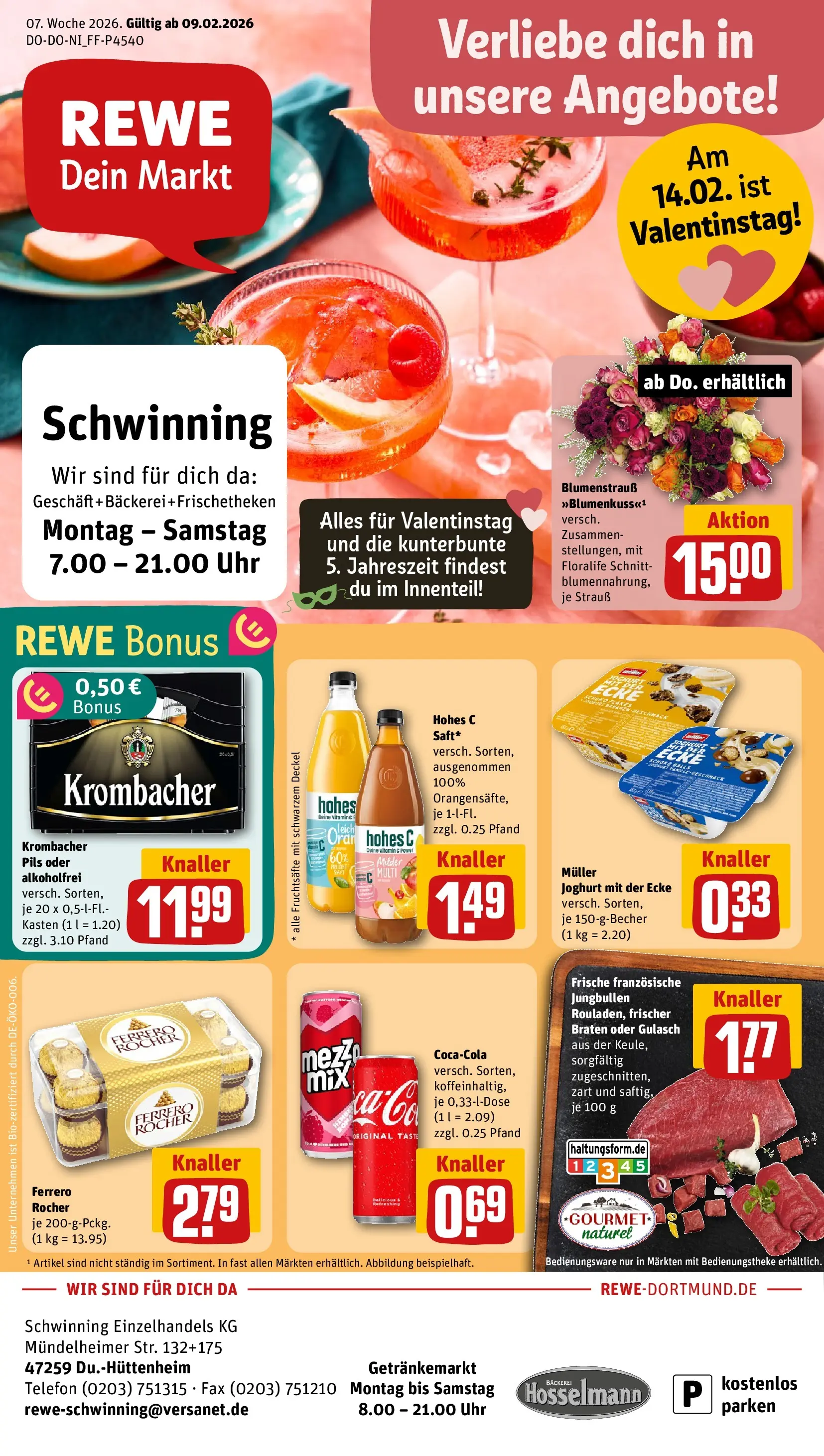 REWE Prospekt ab 09.02.2026 zum Blättern » Angebote | Seite: 1 | Produkte: Joghurt, Hohes c, Telefon, Uhr