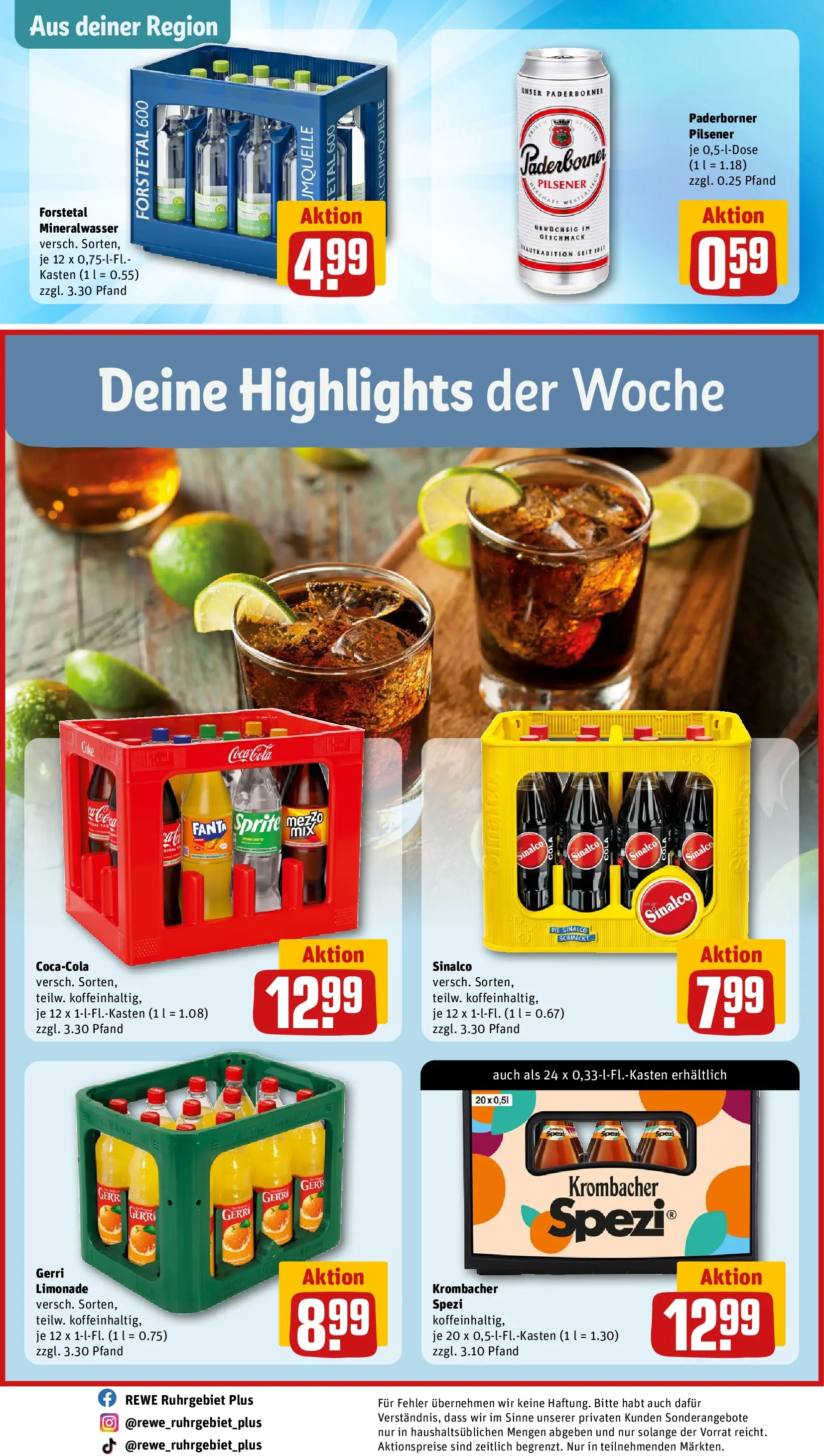 REWE Prospekt ab 09.02.2026 zum Blättern » Angebote | Seite: 29 | Produkte: Sinalco, Fanta, Cola, Mineralwasser