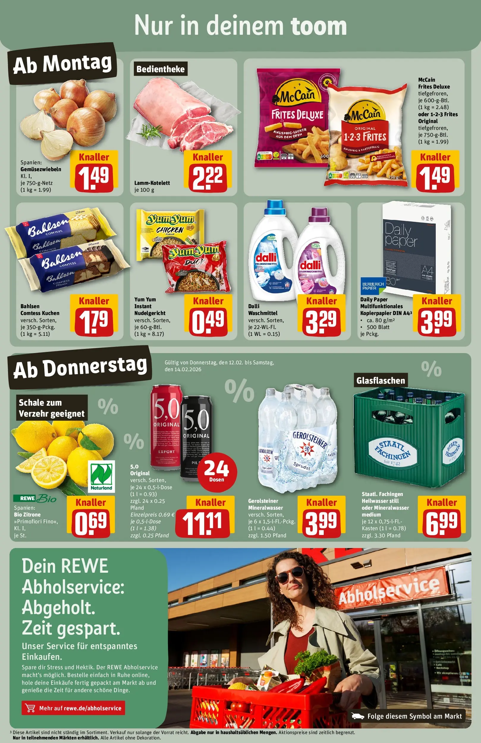 REWE Prospekt ab 09.02.2026 zum Blättern » Angebote | Seite: 3 | Produkte: Ofen, McCain, Waschmittel, Gerolsteiner