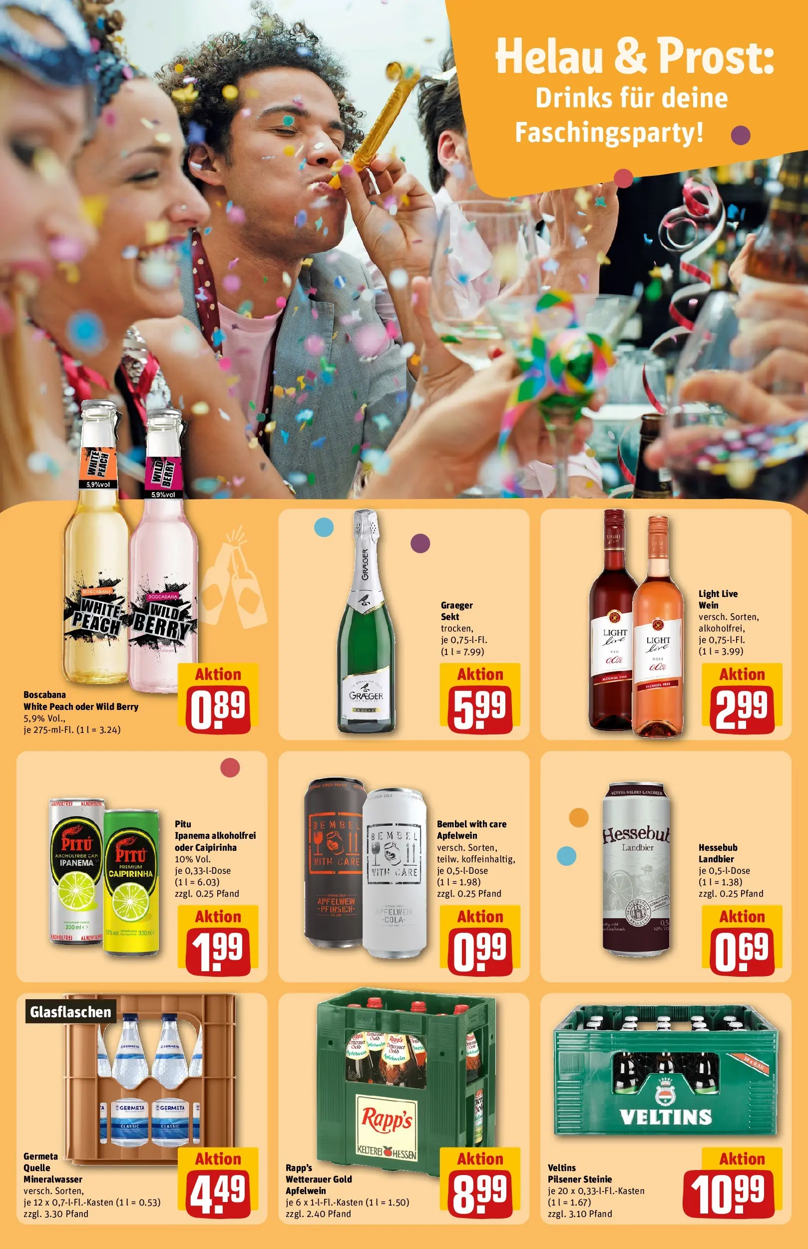 REWE Prospekt ab 09.02.2026 zum Blättern » Angebote | Seite: 13 | Produkte: Mineralwasser, Pfirsich, Wein, Veltins