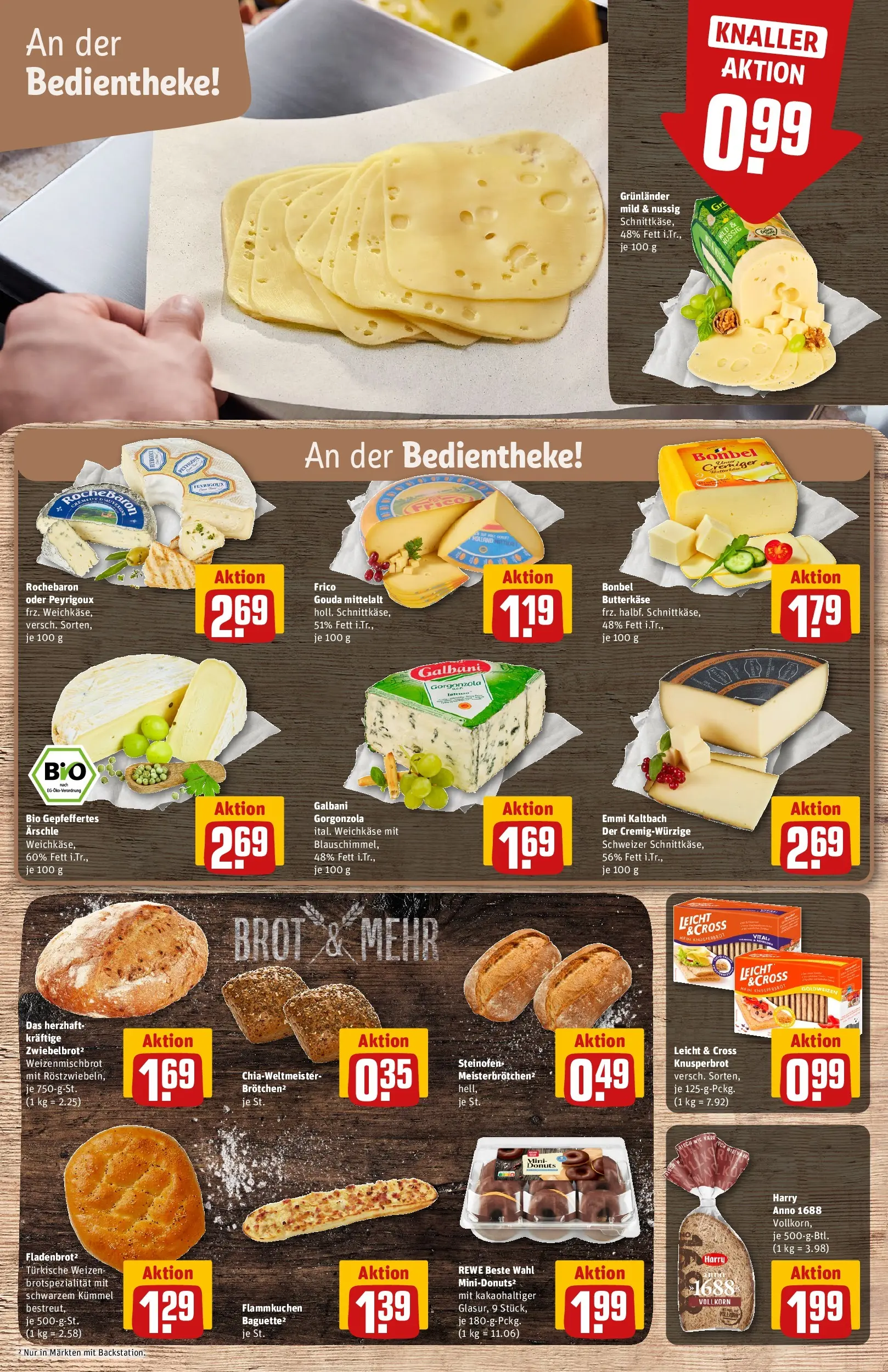 REWE Prospekt ab 09.02.2026 zum Blättern » Angebote | Seite: 19 | Produkte: Gouda, Baguette, Donuts, Grunlander