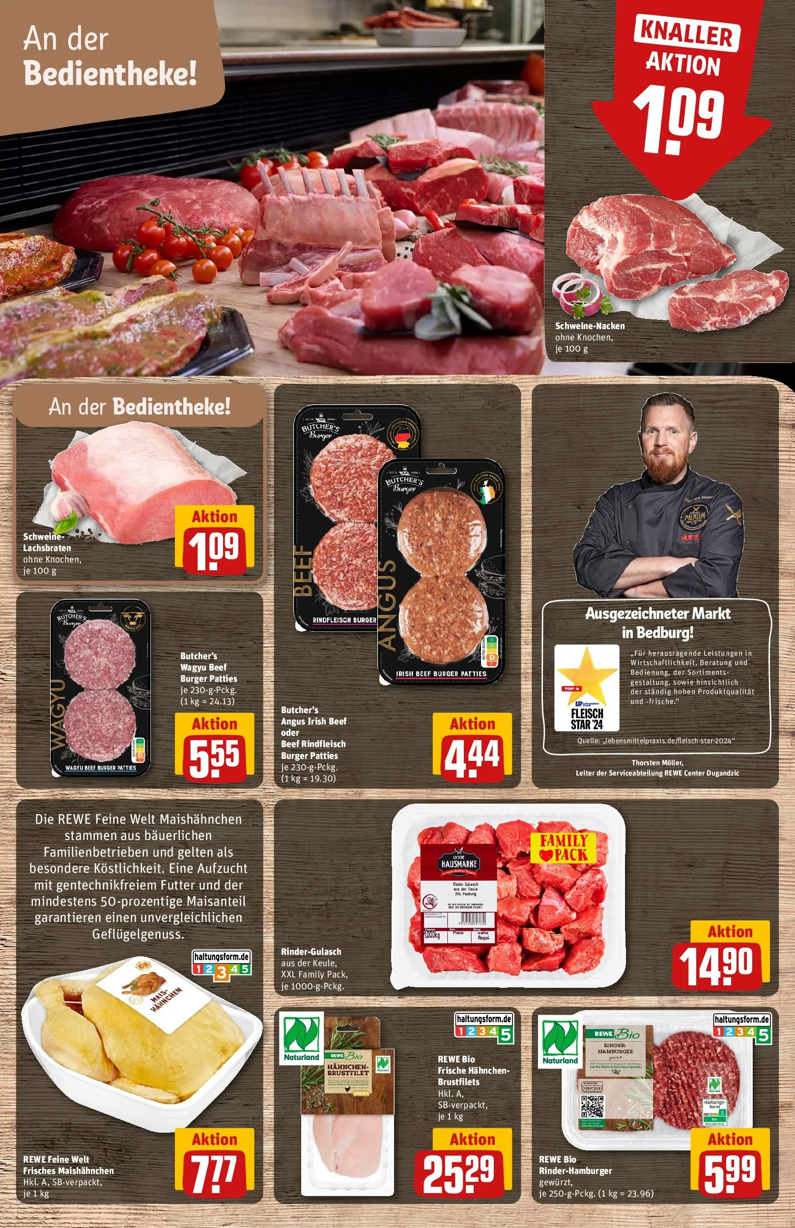 REWE Prospekt ab 09.02.2026 zum Blättern » Angebote | Seite: 16 | Produkte: Top, Rindergulasch, Hahnchen, Fleisch