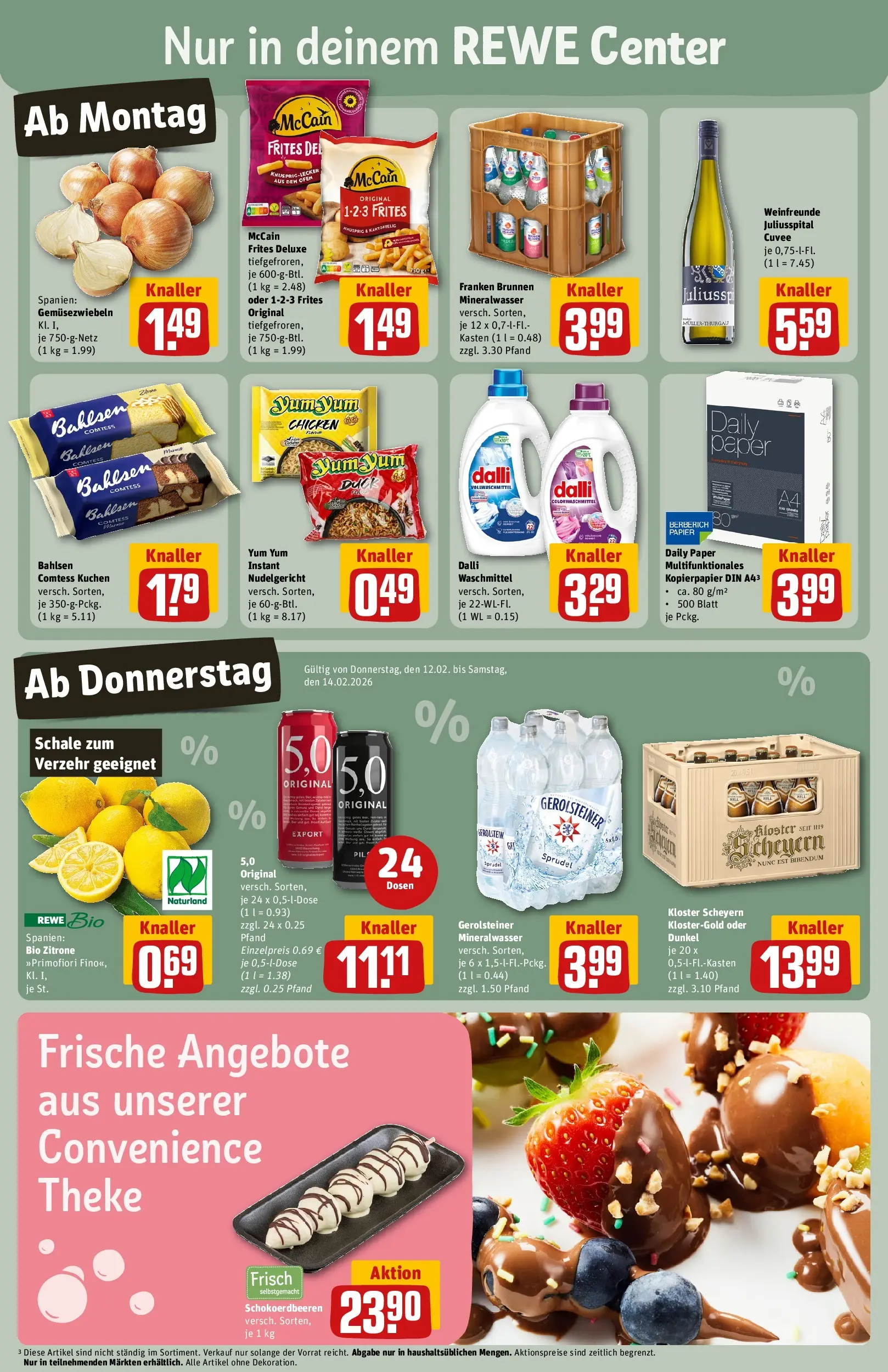 REWE Prospekt ab 09.02.2026 zum Blättern » Angebote | Seite: 3 | Produkte: Mineralwasser, Waschmittel, Kuchen, Gerolsteiner
