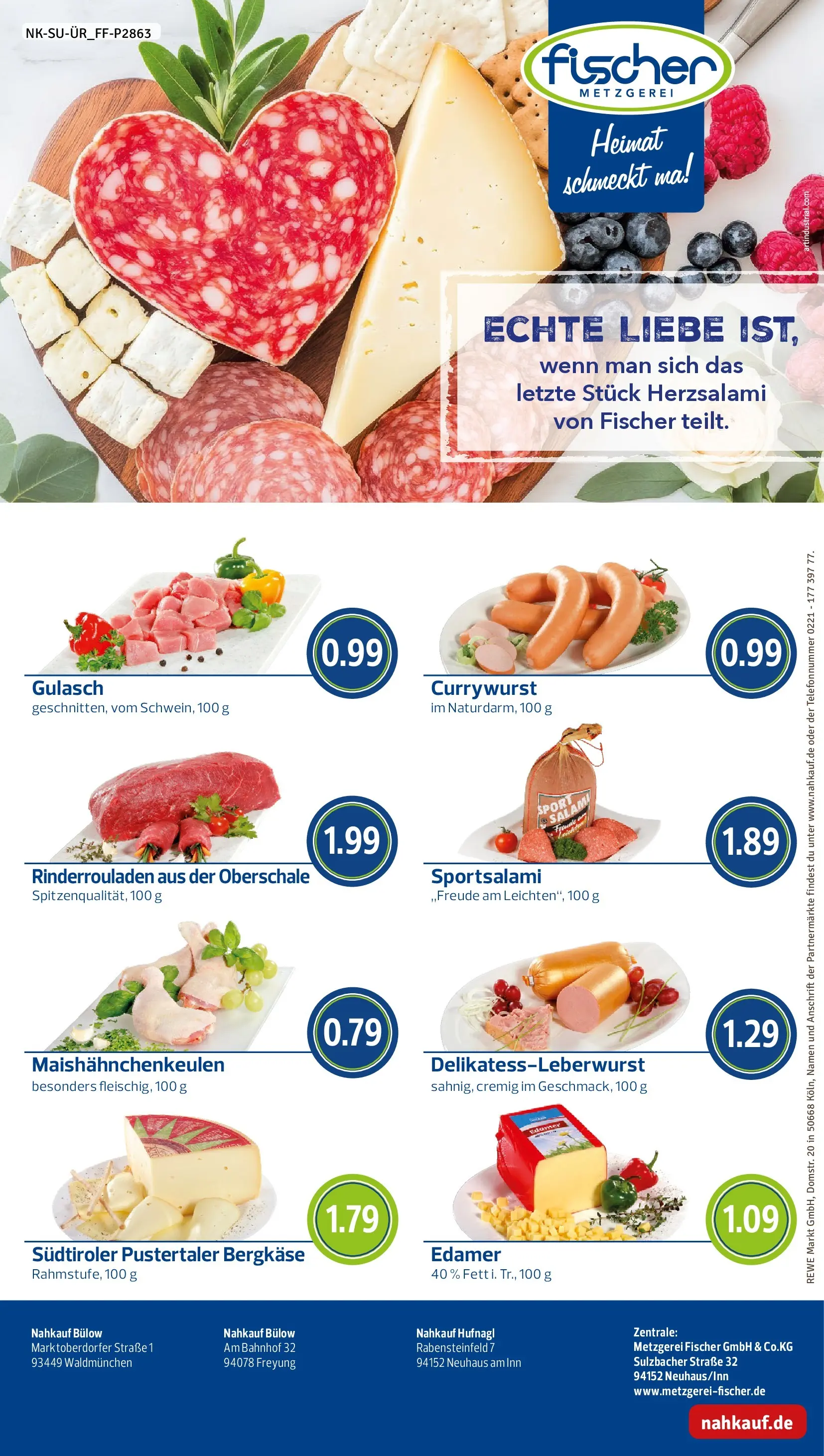 REWE Prospekt ab 09.02.2026 zum Blättern » Angebote | Seite: 12 | Produkte: Rinderrouladen, Edamer, Gulasch, Salami