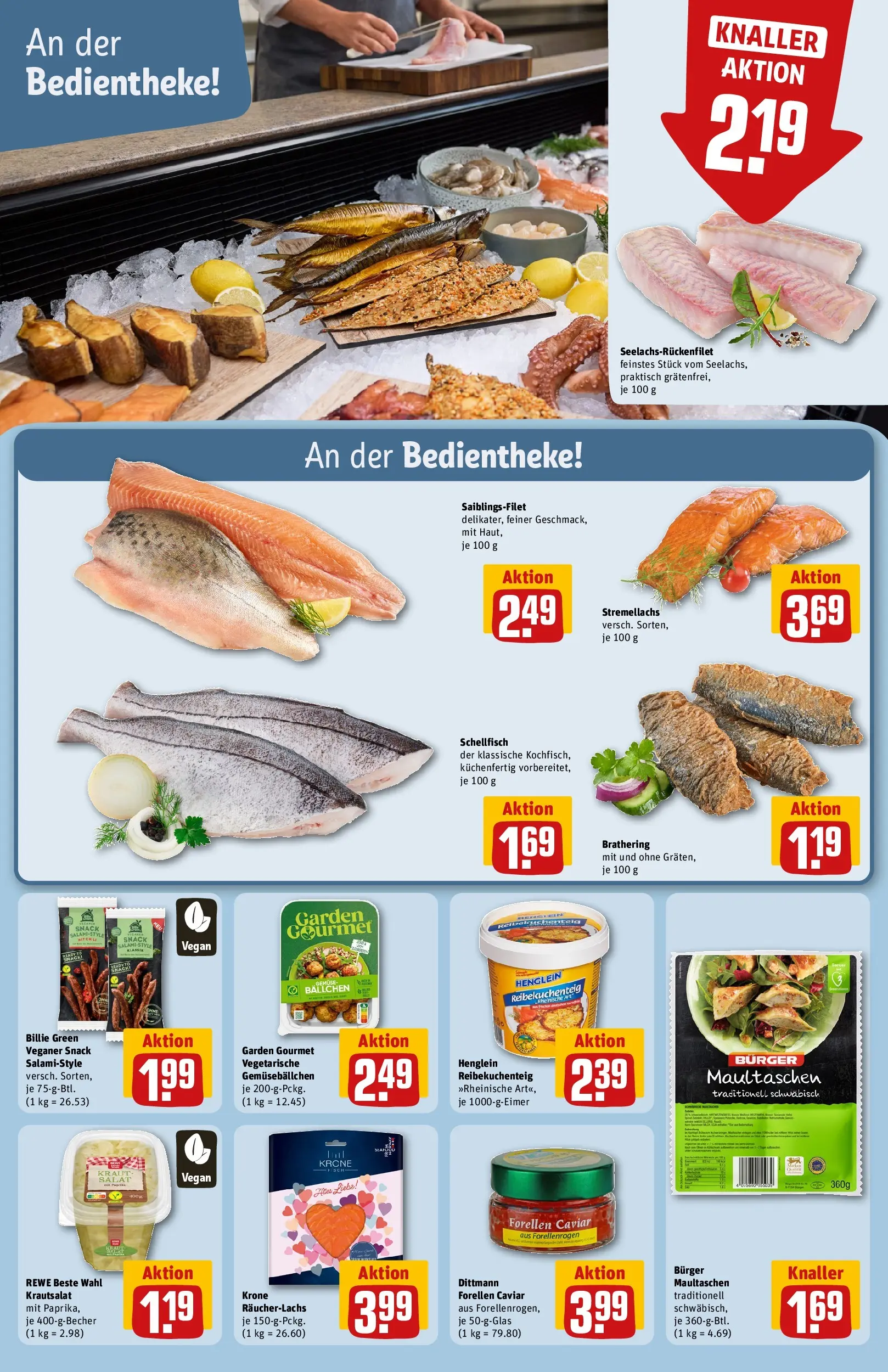 REWE Prospekt ab 09.02.2026 zum Blättern » Angebote | Seite: 22 | Produkte: Burger, Gemüse, Maultaschen, Salat
