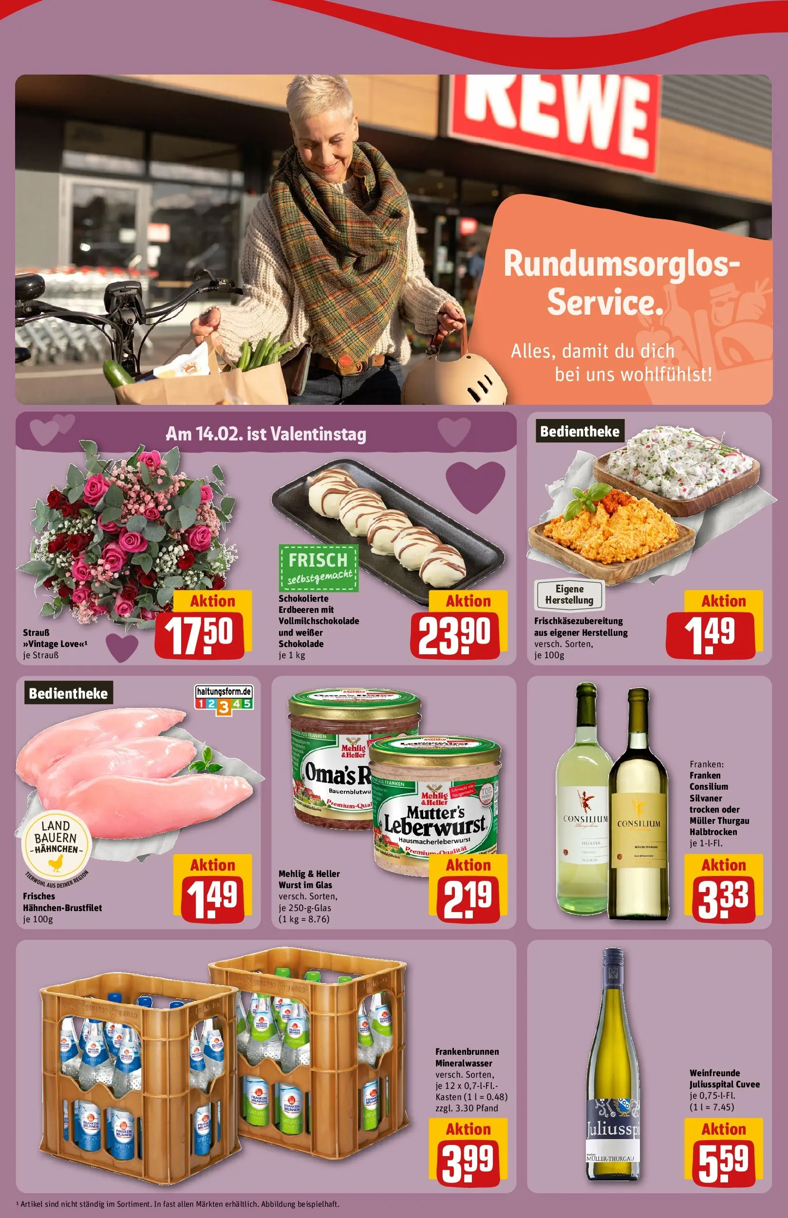 REWE Prospekt ab 09.02.2026 zum Blättern » Angebote | Seite: 2 | Produkte: Schokolade, Mineralwasser, Wurst, Erdbeeren