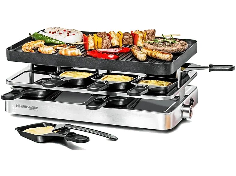 Rommelsbacher RC1400 Raclette (in Silber, f&uuml;r 8 Personen, 1200 Watt)