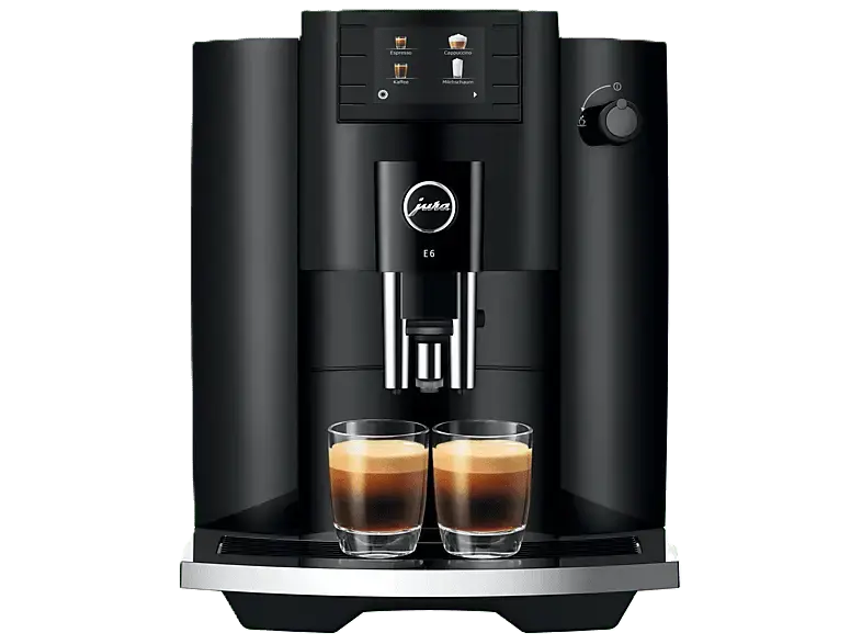 Jura E6 Kaffeevollautomat (Full Black, Professional Aroma Grinder, 15 bar, Milchschlauch)