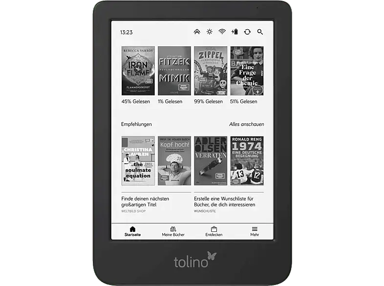 TOLINO eBook Reader Shine 5th Gen, 16GB, Schwarz