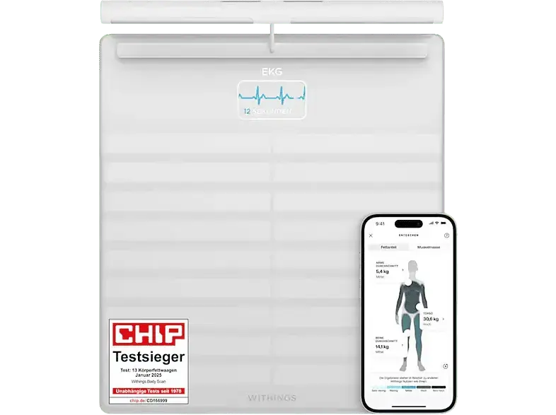 Withings Body Scan white K&ouml;rperanalysewaage, Maximale Tragkraft: 200 kg
