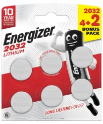 ENERGIZER Бутонни батерии CR2032 4 + 2 бр.