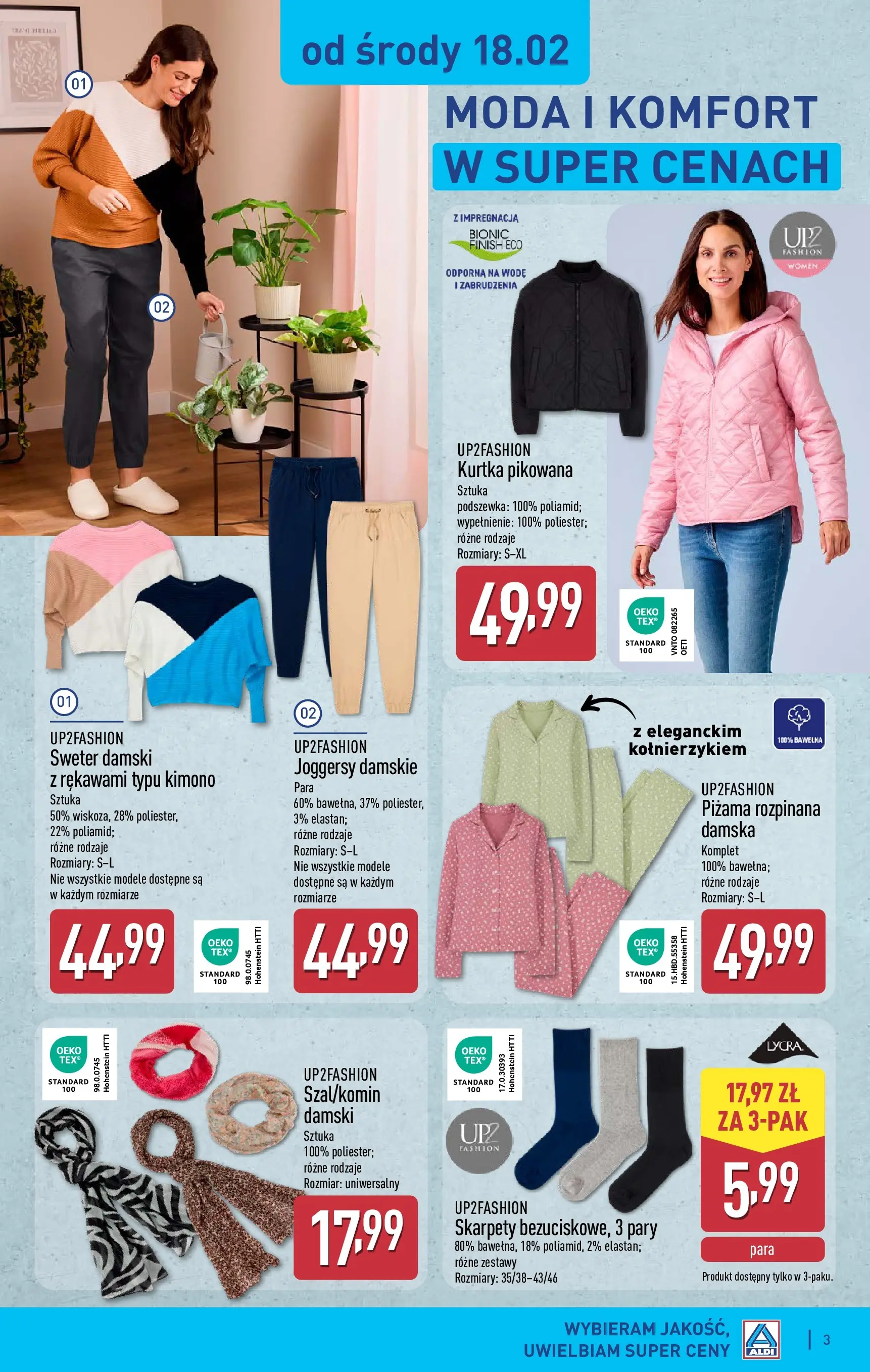 Aldi - Komfort i wygoda z ALDI od 17.02.2026 - Ulotka PDF, promocje | Strona: 3 | Produkty: Sweter, Kurtka, Skarpety, Finish