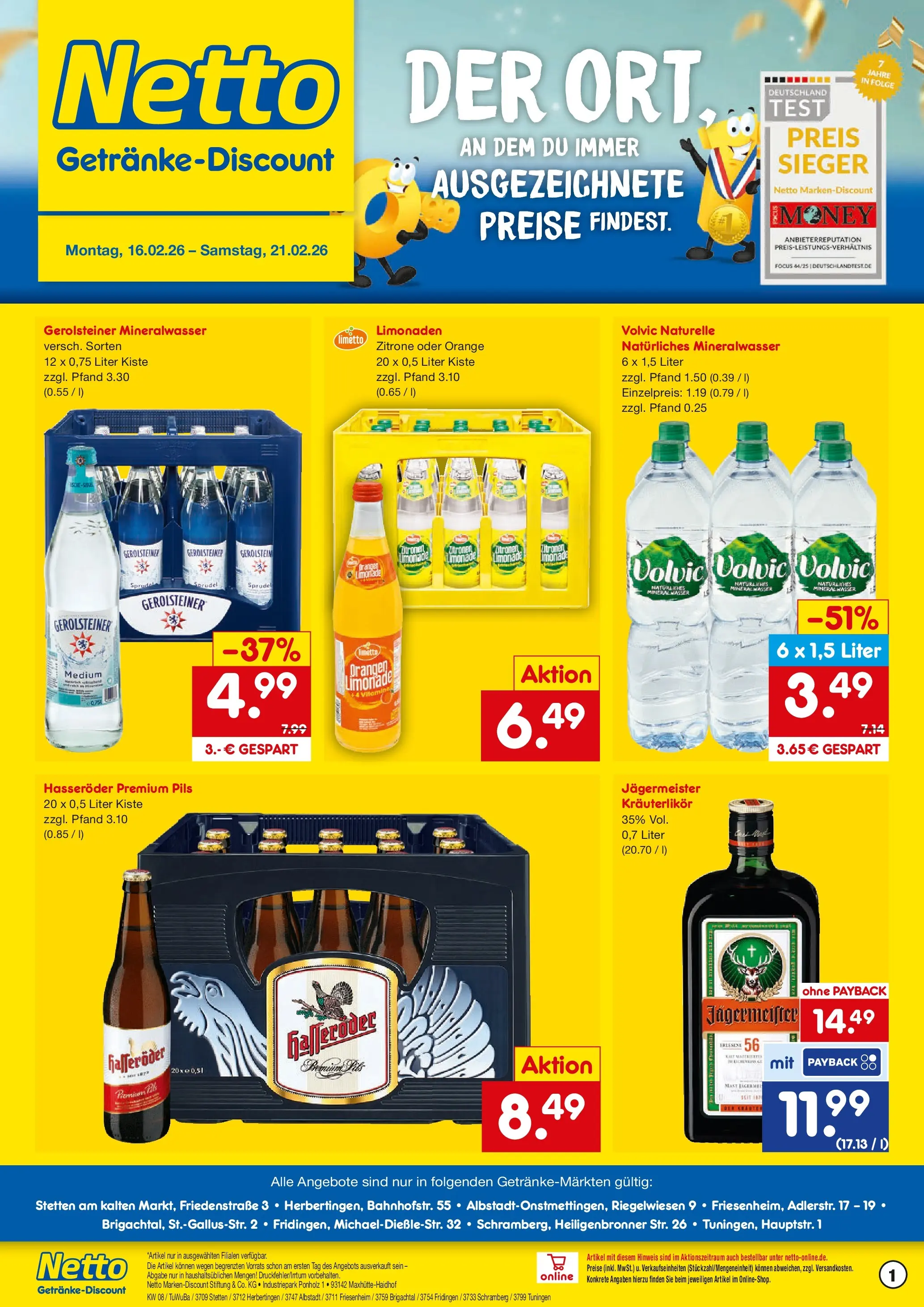 Netto Marken-Discount prospekt Friesenheim	 (ab 15.02.2026) » Angebote | Seite: 1 | Produkte: Zitrone, Hasseröder, Zitronen, Gerolsteiner