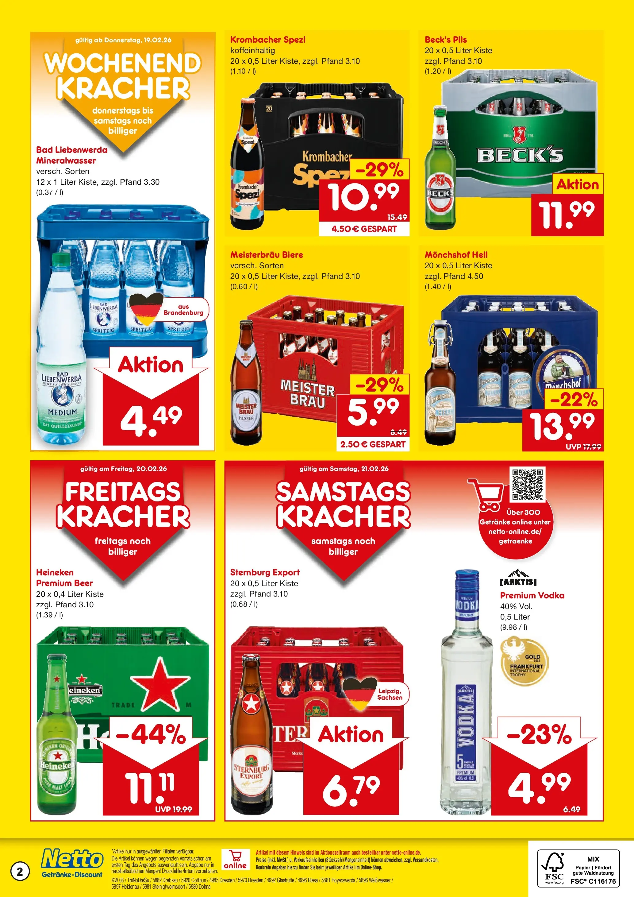 Netto Marken-Discount prospekt Dresden	 (ab 15.02.2026) » Angebote | Seite: 2 | Produkte: Monchshof, Bad, Krombacher, Vodka