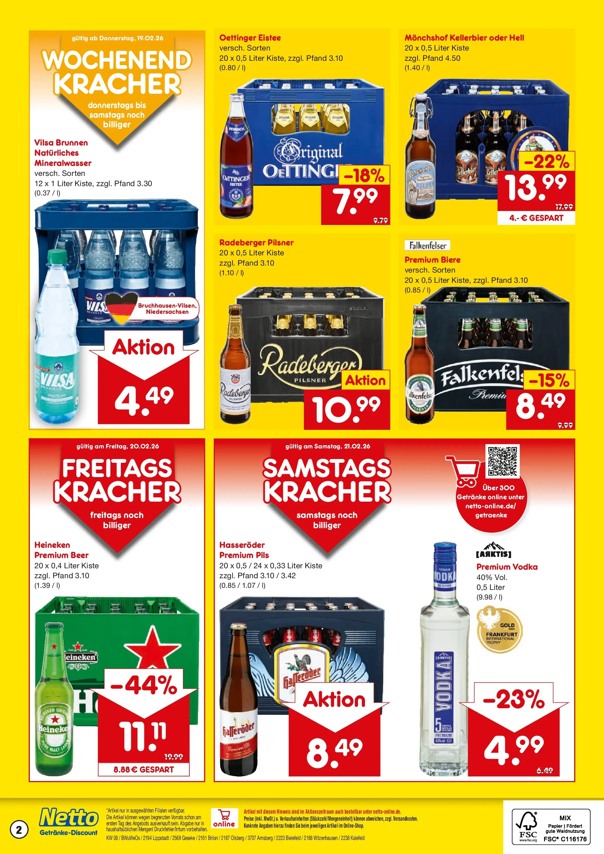Netto Marken-Discount prospekt Bielefeld-Jöllenbeck	 (ab 15.02.2026) » Angebote | Seite: 2 | Produkte: Monchshof, Pils, Heineken, Vodka