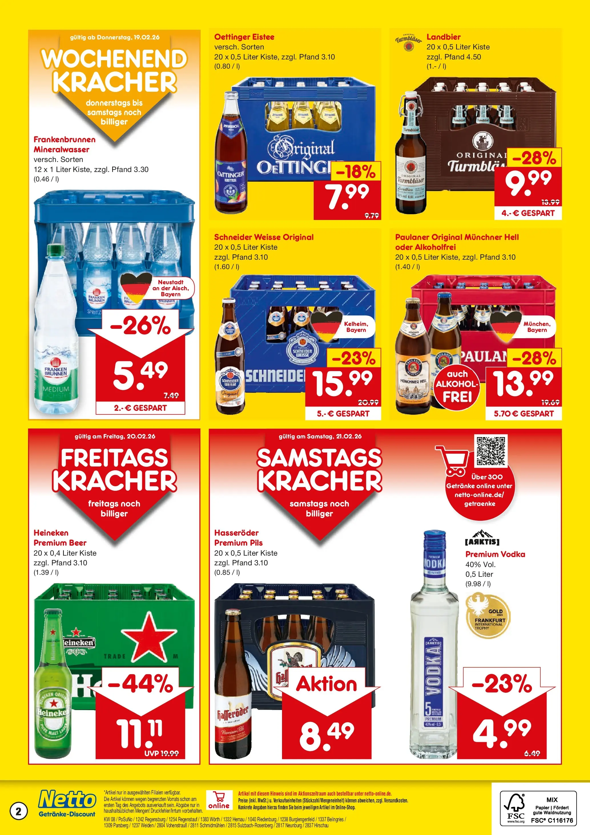 Netto Marken-Discount prospekt Sulzbach-Rosenberg	 (ab 15.02.2026) » Angebote | Seite: 2 | Produkte: Mineralwasser, Heineken, Pfirsich, Paulaner