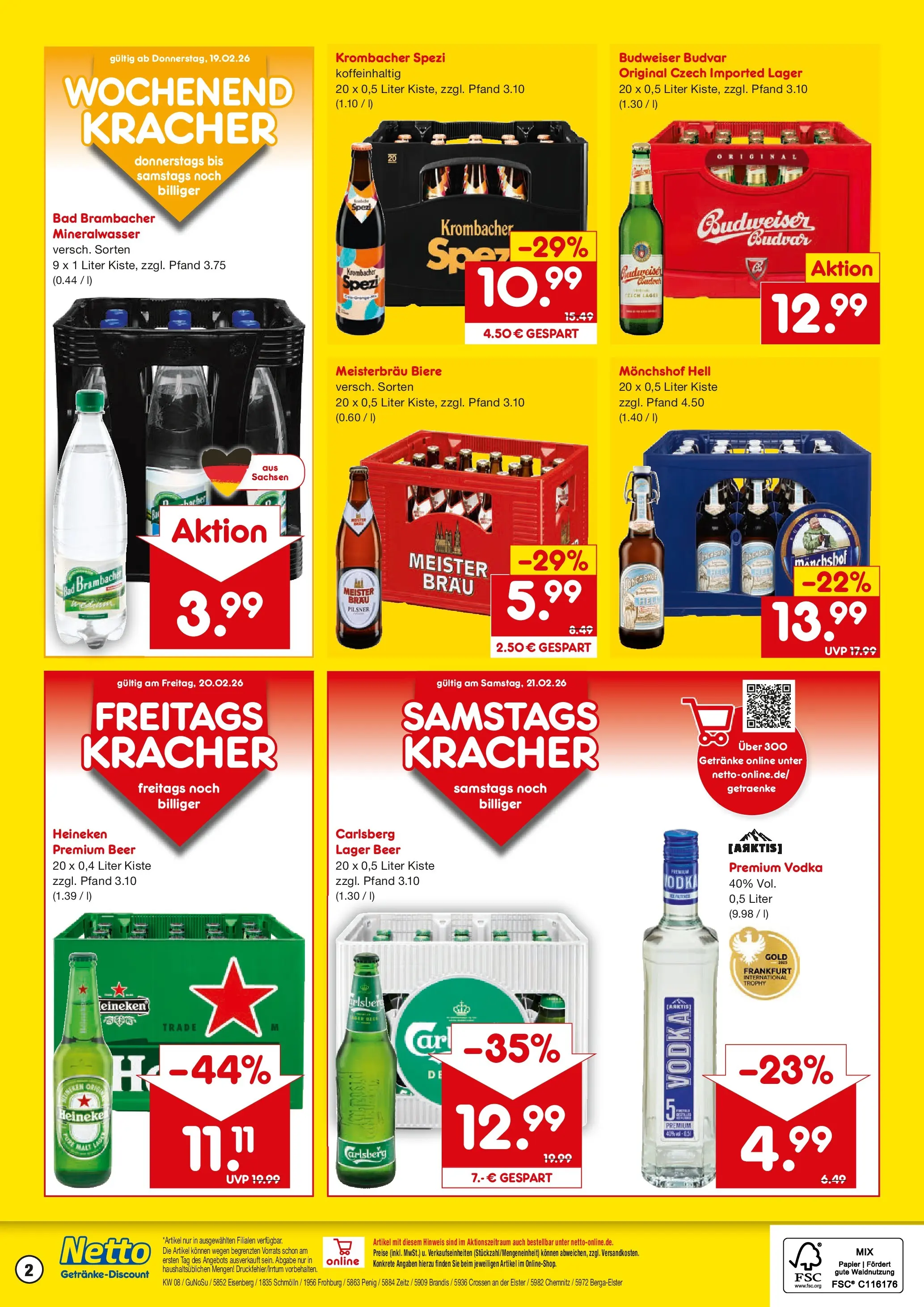 Netto Marken-Discount prospekt Zeitz	 (ab 16.02.2026) » Angebote | Seite: 2 | Produkte: Bad, Mineralwasser, Krombacher, Vodka