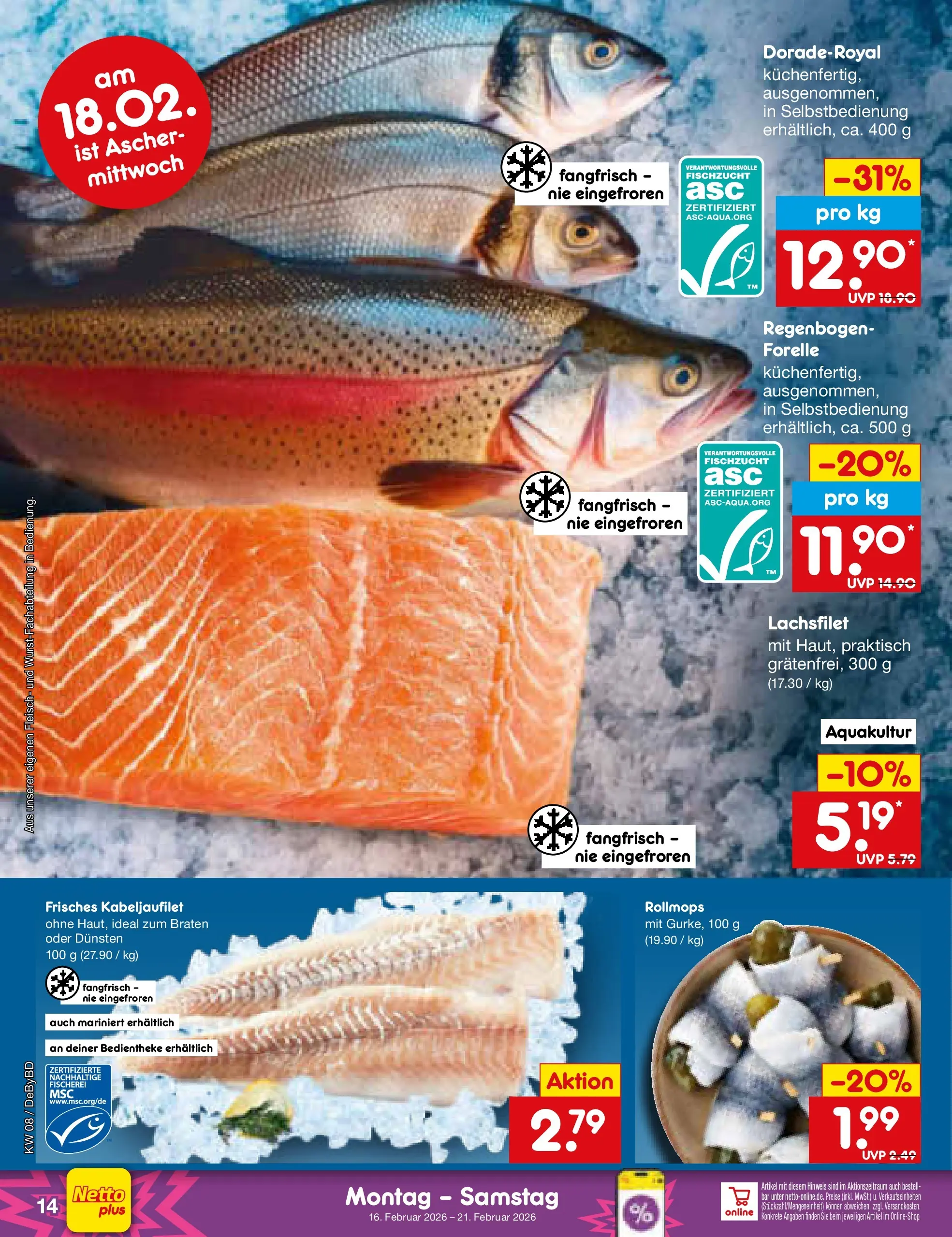 Netto Marken-Discount prospekt Buttenwiesen	 (ab 15.02.2026) » Angebote | Seite: 16 | Produkte: Fleisch