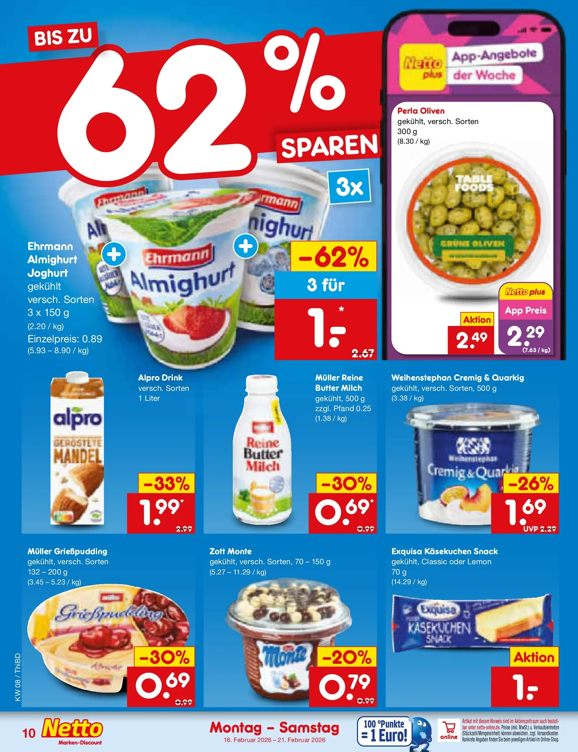 Netto Marken-Discount prospekt Thiendorf	 (ab 15.02.2026) » Angebote | Seite: 10 | Produkte: Milch, Butter, Joghurt, Exquisa