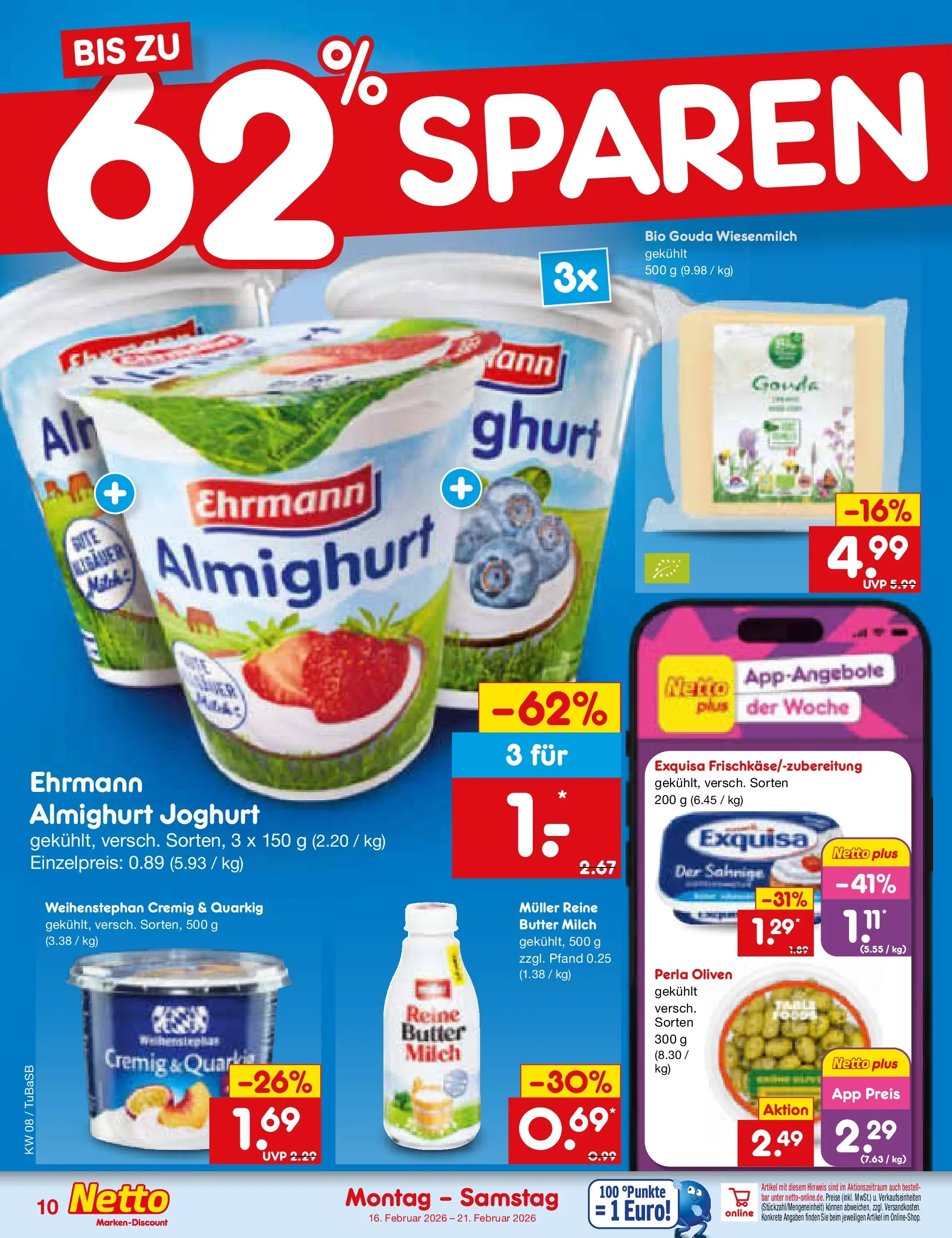 Netto Marken-Discount prospekt Lahr-Langenwinkel	 (ab 15.02.2026) » Angebote | Seite: 10 | Produkte: Butter, Joghurt, Gouda, Exquisa