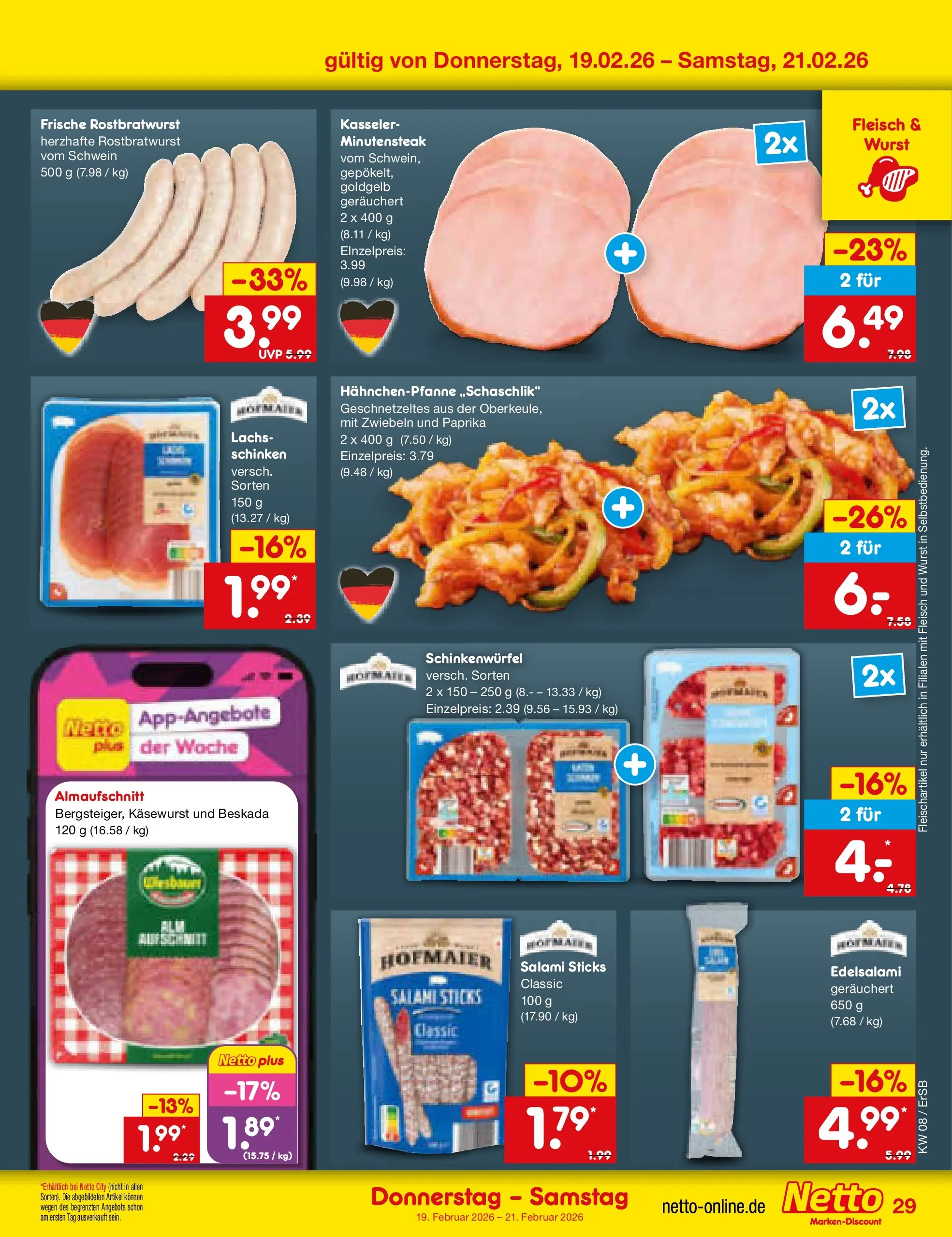 Netto Marken-Discount prospekt Nordhausen	 (ab 16.02.2026) » Angebote | Seite: 43 | Produkte: Lachs, Paprika, Salami, Fleisch
