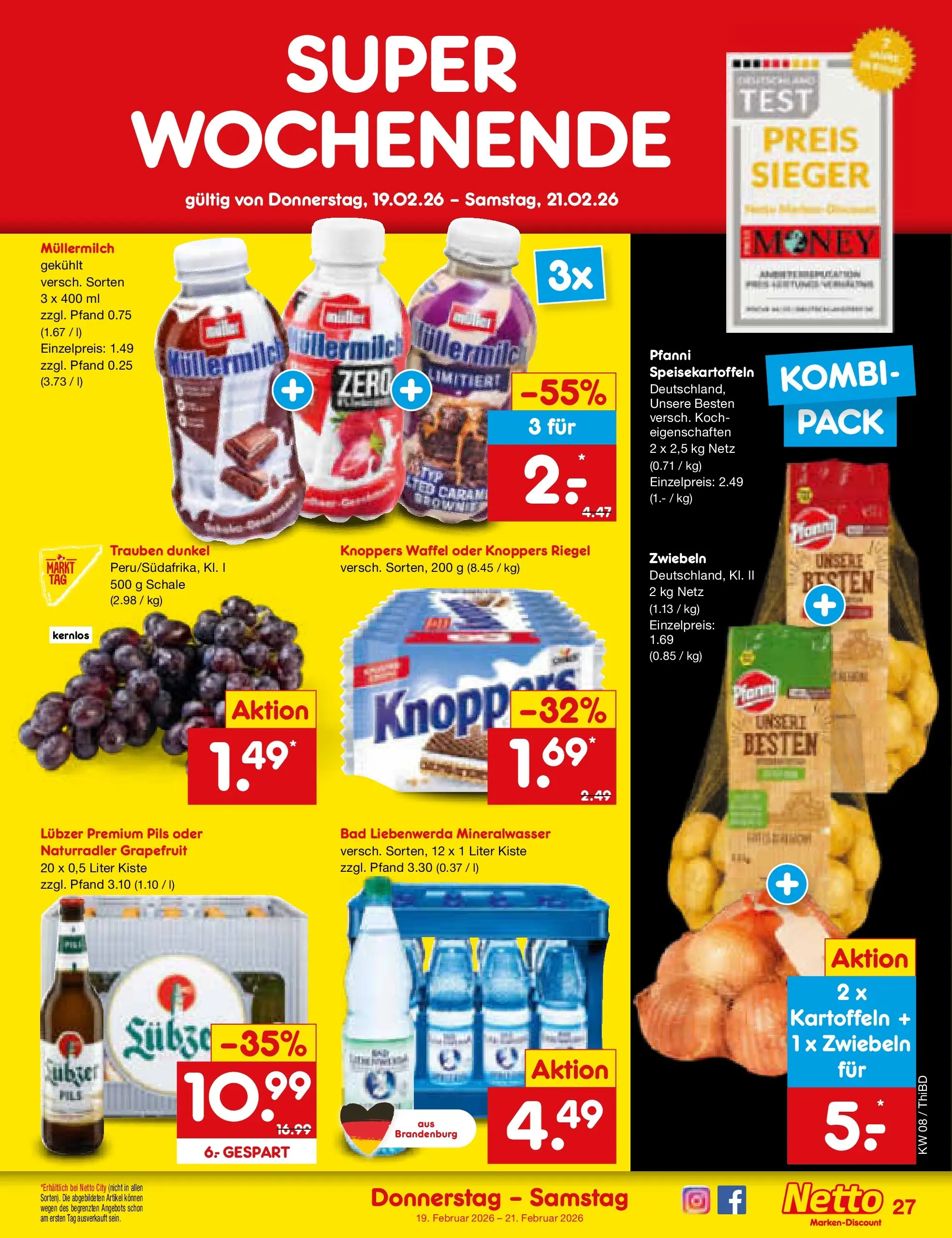 Netto Marken-Discount prospekt Thiendorf	 (ab 15.02.2026) » Angebote | Seite: 41 | Produkte: Mineralwasser, Grapefruit, Zwiebeln, Lubzer