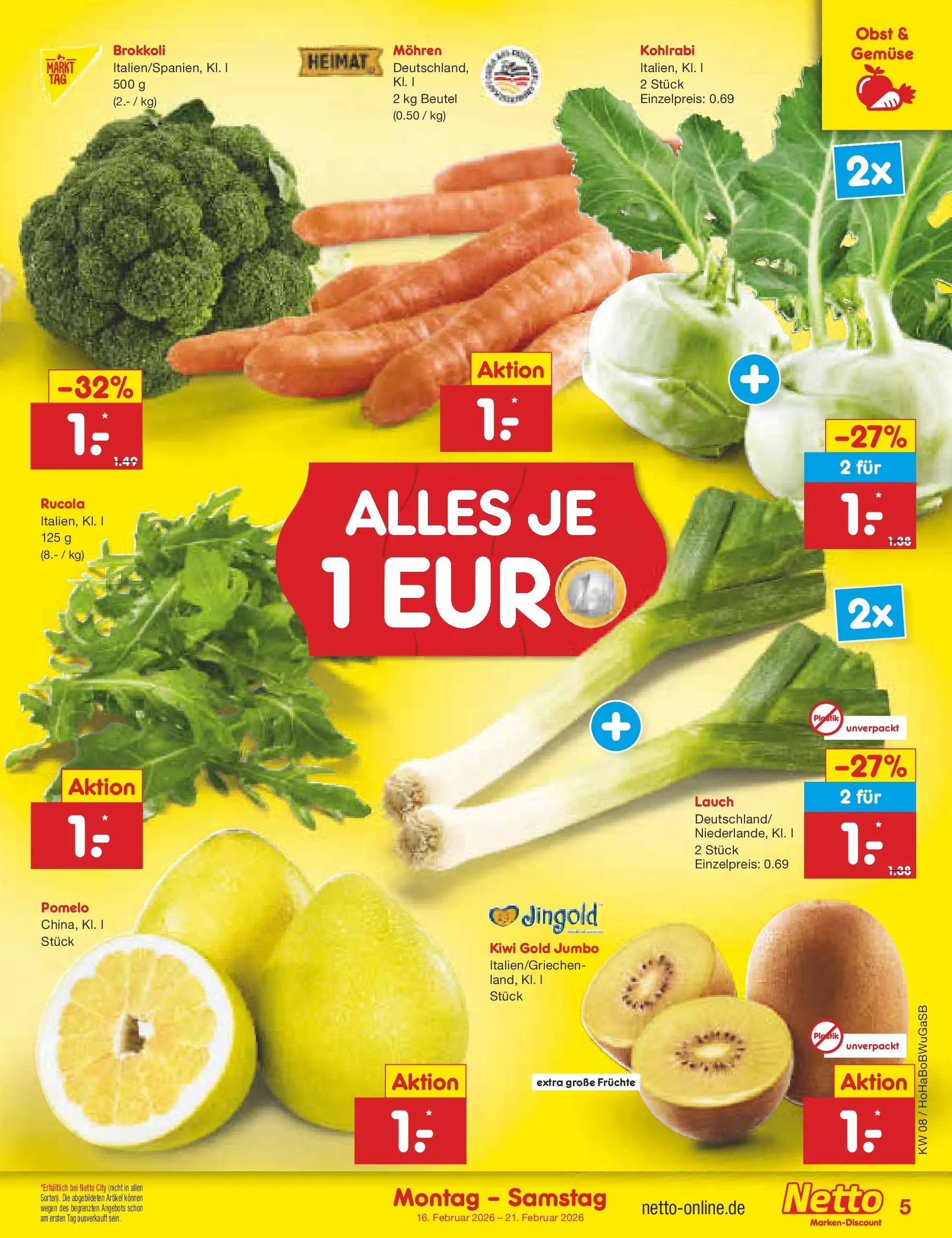Netto Marken-Discount prospekt Stemwede-Dielingen	 (ab 15.02.2026) » Angebote | Seite: 5 | Produkte: Kohlrabi, Obst, Brokkoli, Kiwi