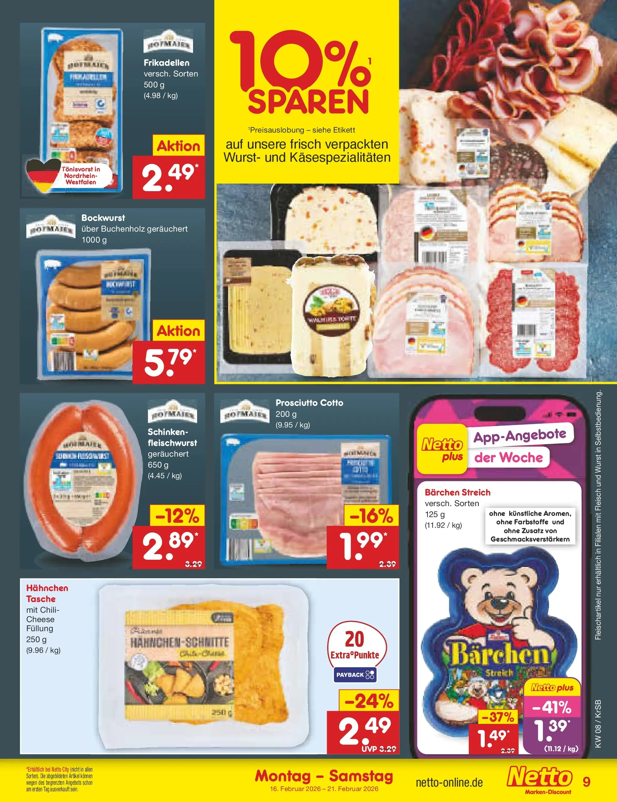 Netto Marken-Discount prospekt Jüchen	 (ab 16.02.2026) » Angebote | Seite: 9 | Produkte: Tasche, Hahnchen, Chili, Fleisch