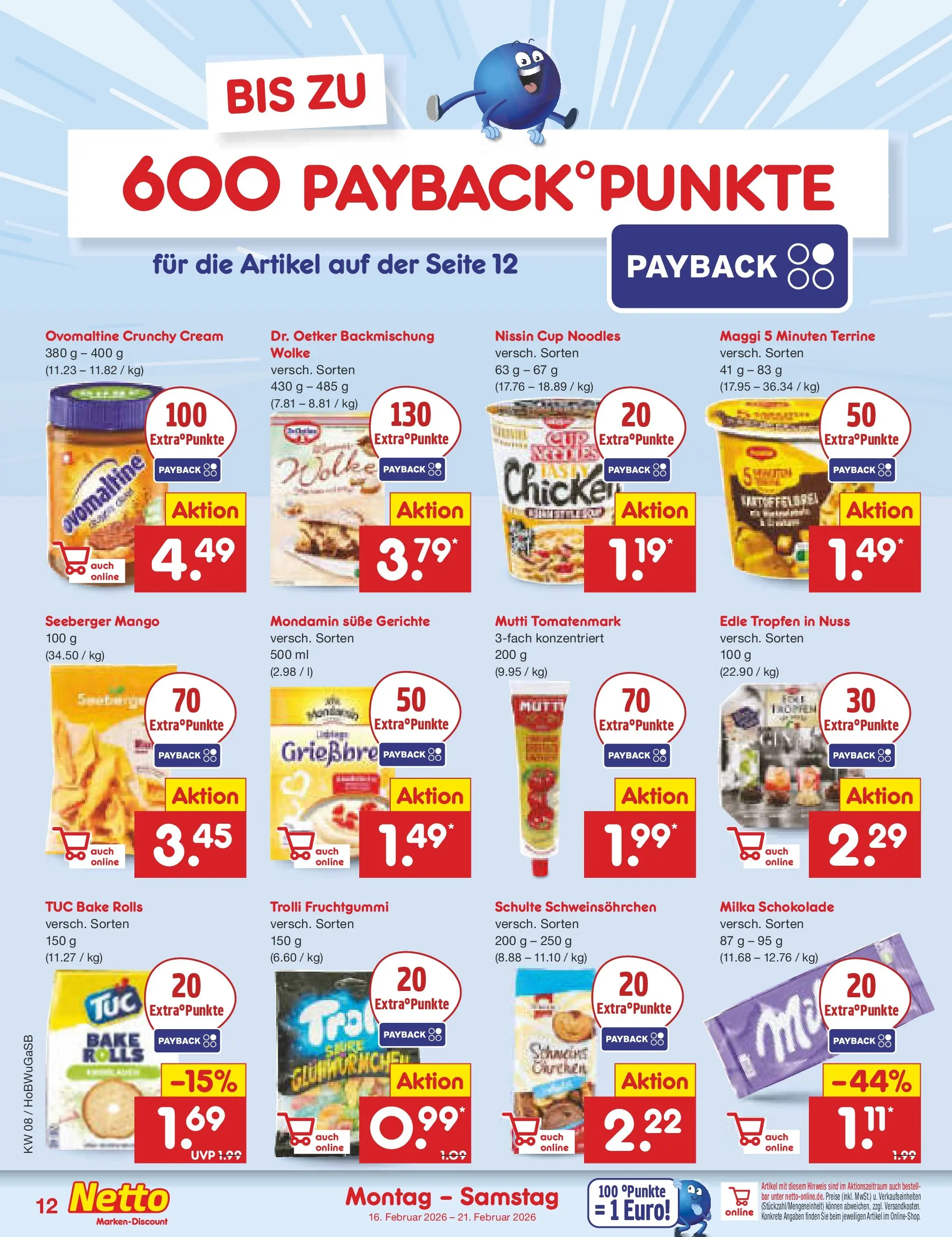 Netto Marken-Discount prospekt Stemwede-Dielingen	 (ab 15.02.2026) » Angebote | Seite: 12 | Produkte: Ovomaltine, Maggi, Milka schokolade, Maggi 5 minuten terrine