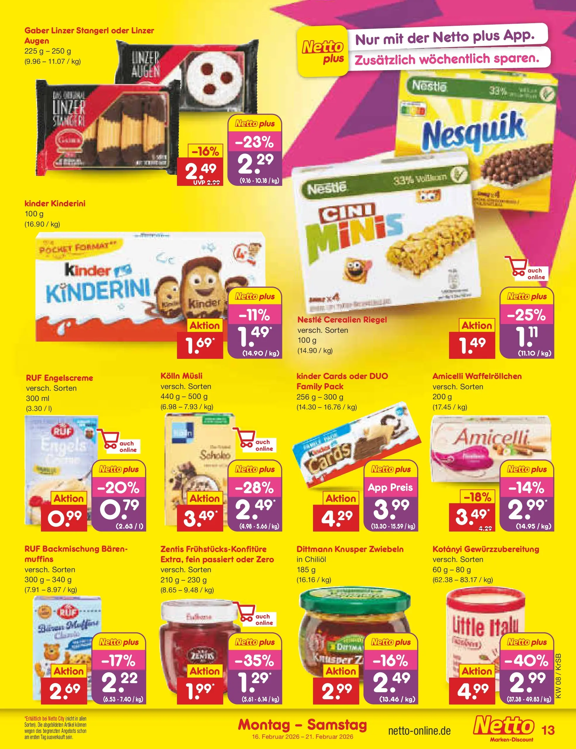 Netto Marken-Discount prospekt Jüchen	 (ab 16.02.2026) » Angebote | Seite: 13 | Produkte: AEG, Nesquik, Kolln, Kolln musli